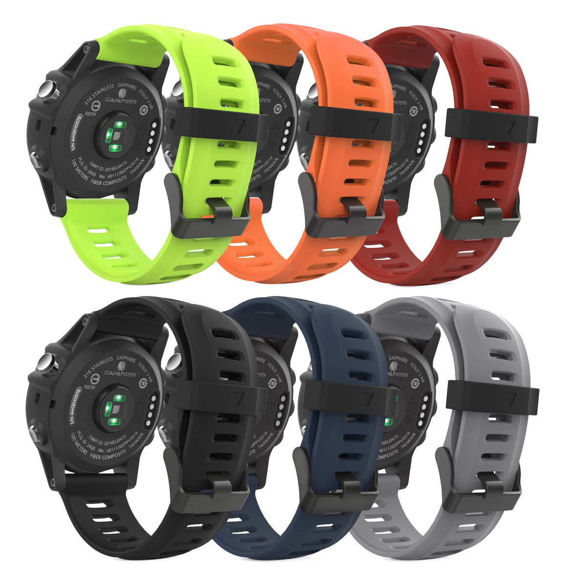 Moko Band Compatible With Garmin Fenix 3/Fenix 5X, [6Pack] Soft Silicone Replacement Watch Band For Garmin Fenix 3/Fenix 3 Hr/Fe