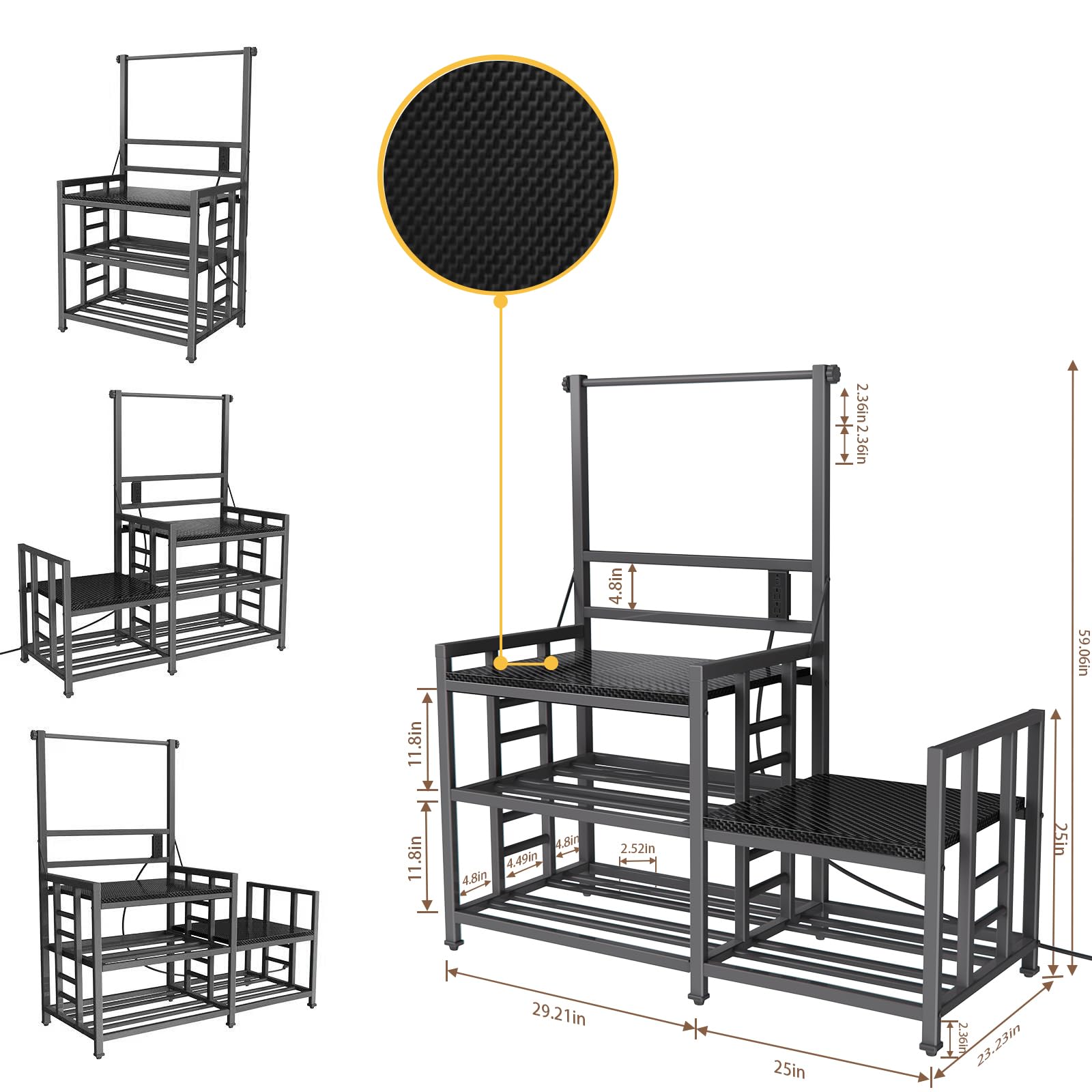 Milefa Reinforced 3D Printer Stand Heavy-Duty 3D Printer Filament Storage Stand, Rolling Stable Spool Organizer Rack For Pla/Abs
