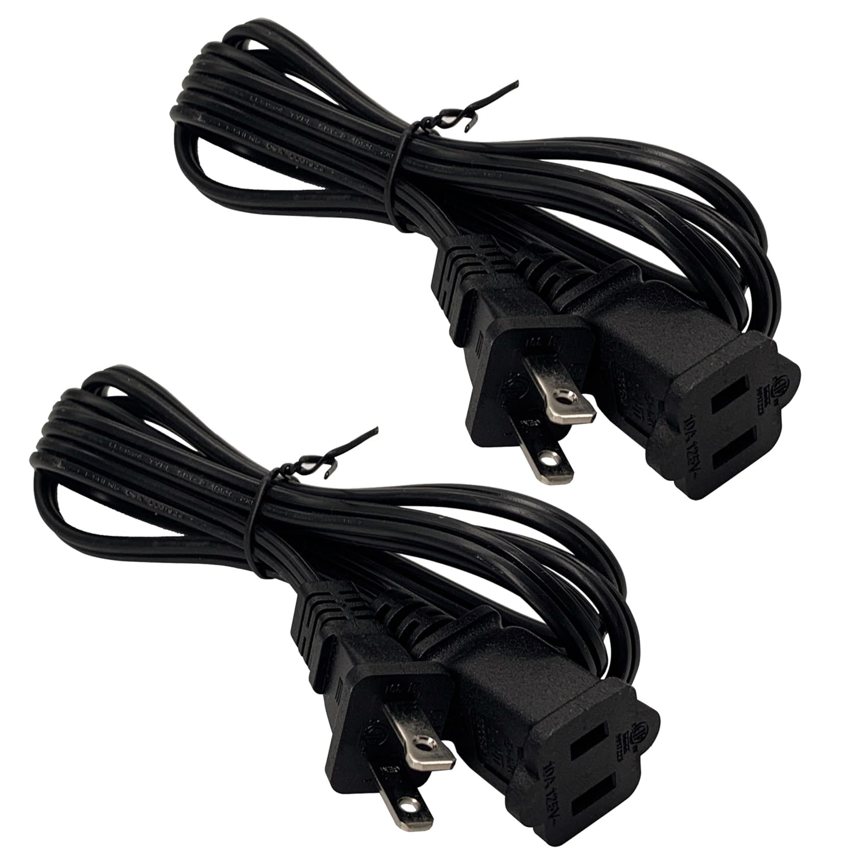 Short Extension Cord 5 Ft, 2 Prong Male Female Extension Cords, Black 18 Awg 10 A 125 V Power Cord Cable For Nema 1 15P To 1 15R
