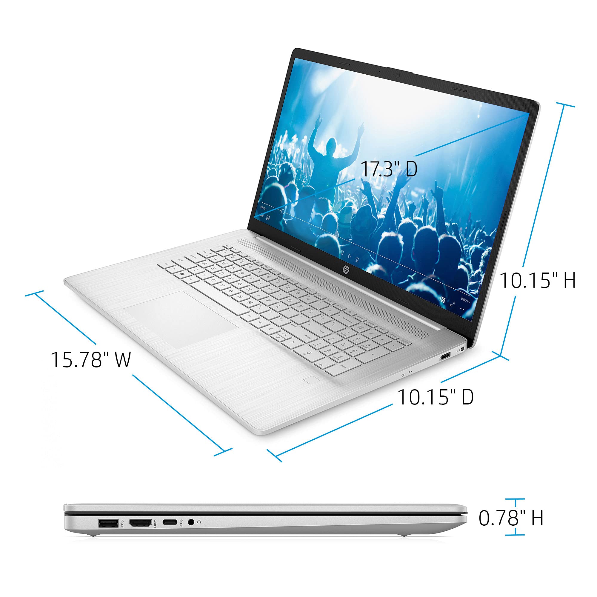 Hp 2024 New 17 Inch Laptop, Amd Ryzen 5 5500U 6-Cores Processor(Beat I7-1250U), 17'' Fhd (1080P) Ips Display, 16Gb Ram, 1Tb Ssd,
