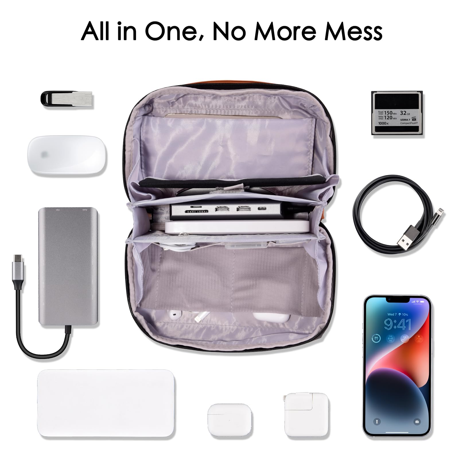 Ddgro Electronics Organizer Travel Pouch   Perfect Accessory Bag For Electronics, Macbook Charger & Cords, Cables, Hard Drive (B