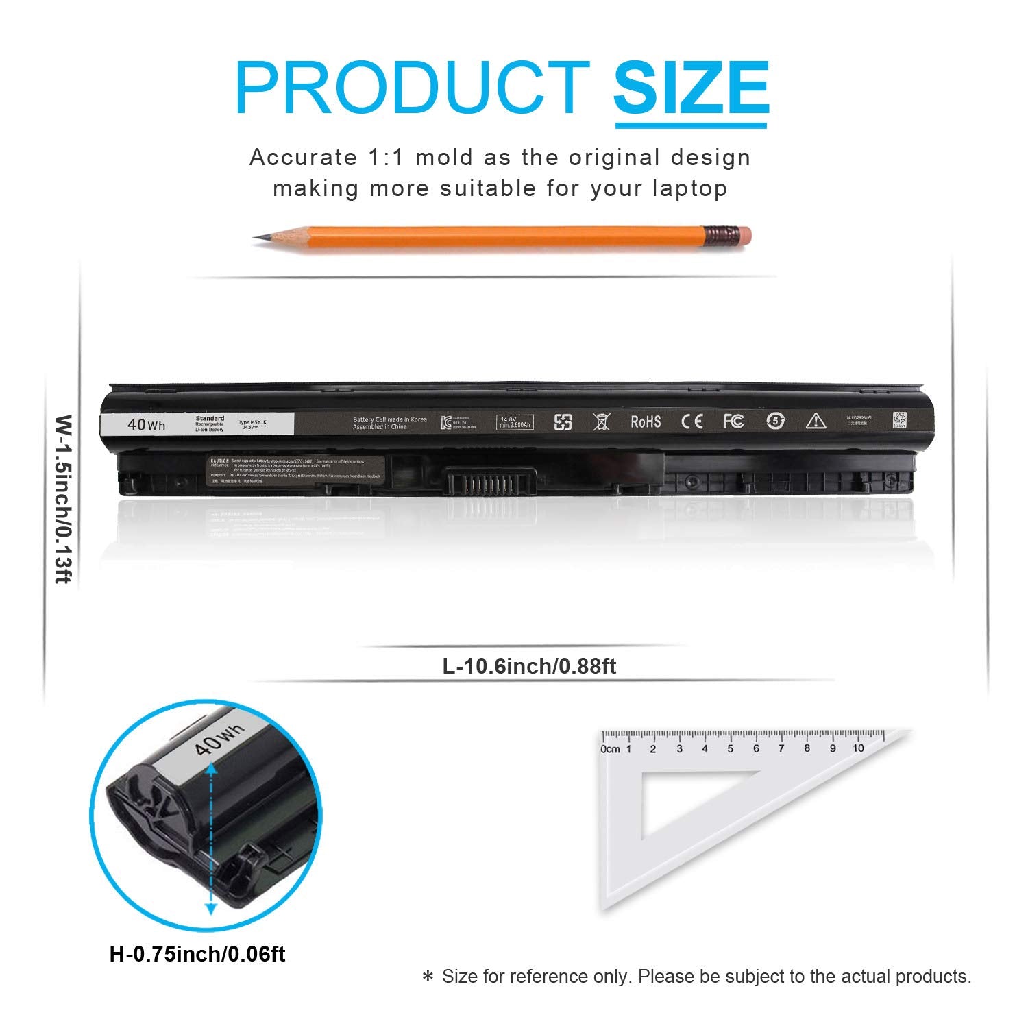 40Wh Type M5Y1K 148V Battery For Dell Inspiron 15 5000 3000 Series 5566 5555 5558 5559 5758 3567 3551 3552 3558 14 3451 3452 345