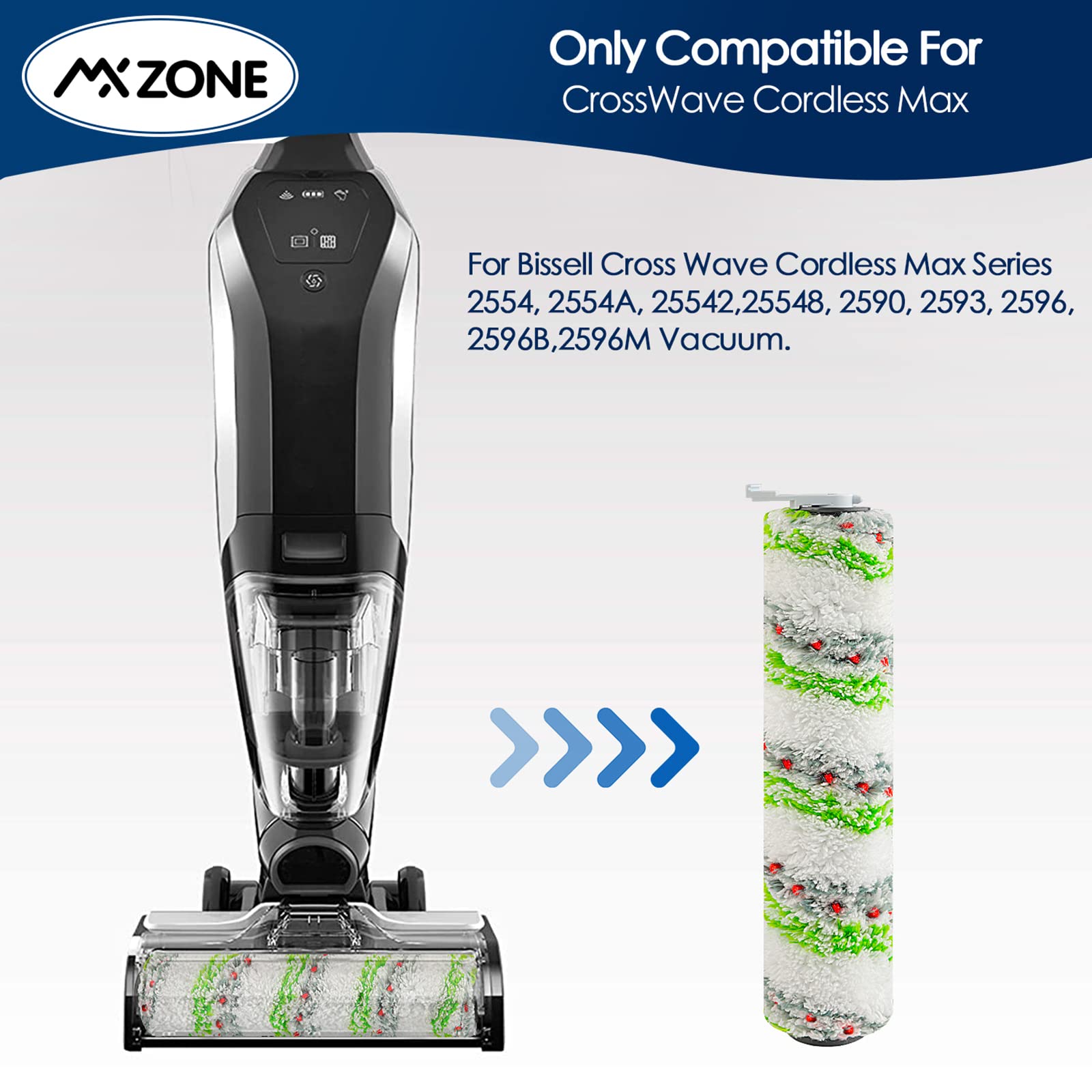 Mxzone 2787 Vaccum Brush Replacement Roll For Bissell Crosswave Cordless Max 2554 2590 2593 2596 Series, For Hydrosteam 35151 35