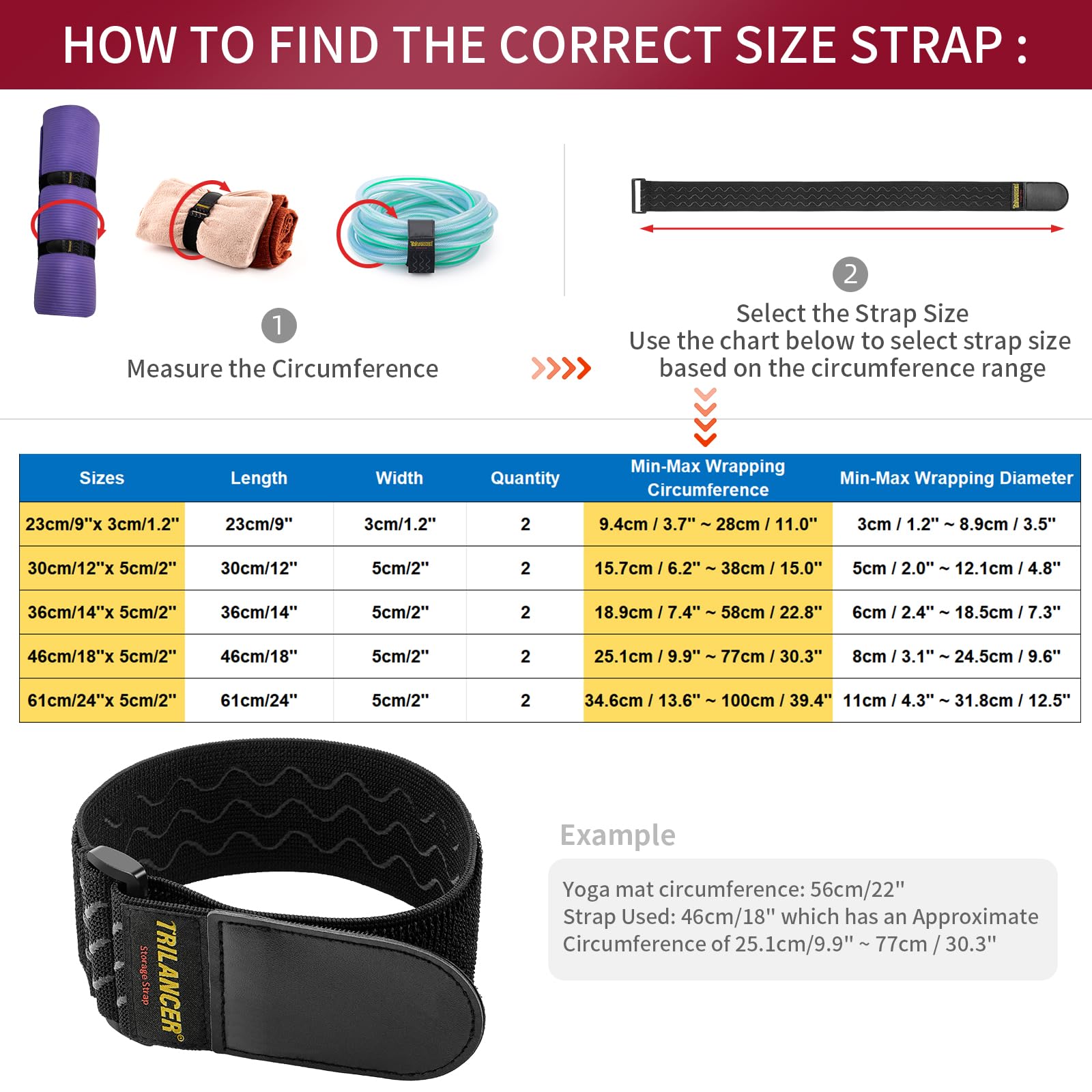 Trilancer Elastic Cinch Straps With Anti Slip Strips, 5 Size Combo(10 Pack) Heavy Duty Hook And Loop Storage Straps For Extensio