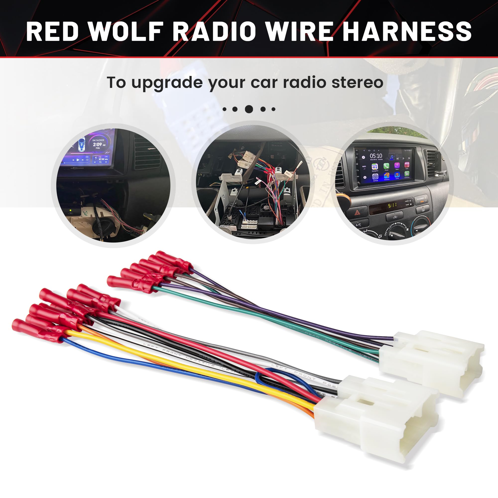 Red Wolf Car Radio Wiring Harness W/Pre Install Wire Connector Butt For 1992 2019 Toyota 4Runner Camry Rav4, 2014 2018 Scion Im Tc Iq Install Aftermarket Stereo Cable Cd Receiver Without Jbl System