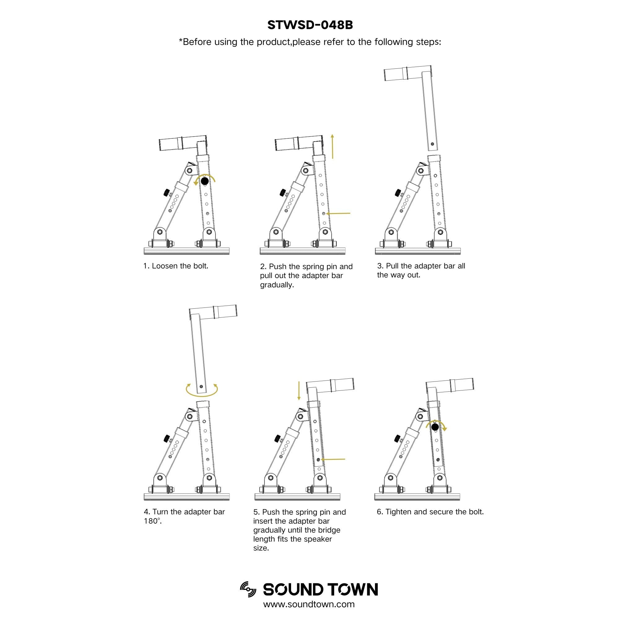 Sound Town 2 Pack Adjustable Wall Mount Speaker Brackets With 180 Degree Swivel (Stwsd 048B)