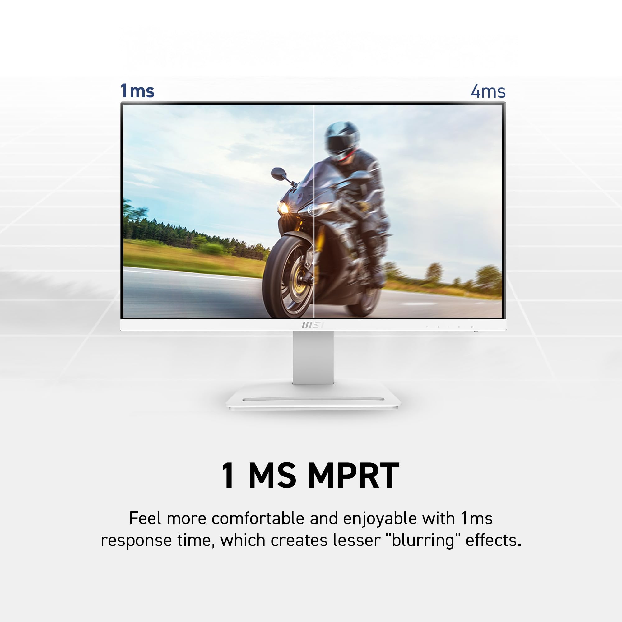 Msi Pro Mp243Xw, 24 Monitor Ips Fhd (1920 X 1080) Non-Glare With Super Narrow Bezel 100Hz 1Ms 16:9 With Tilt Stand, White