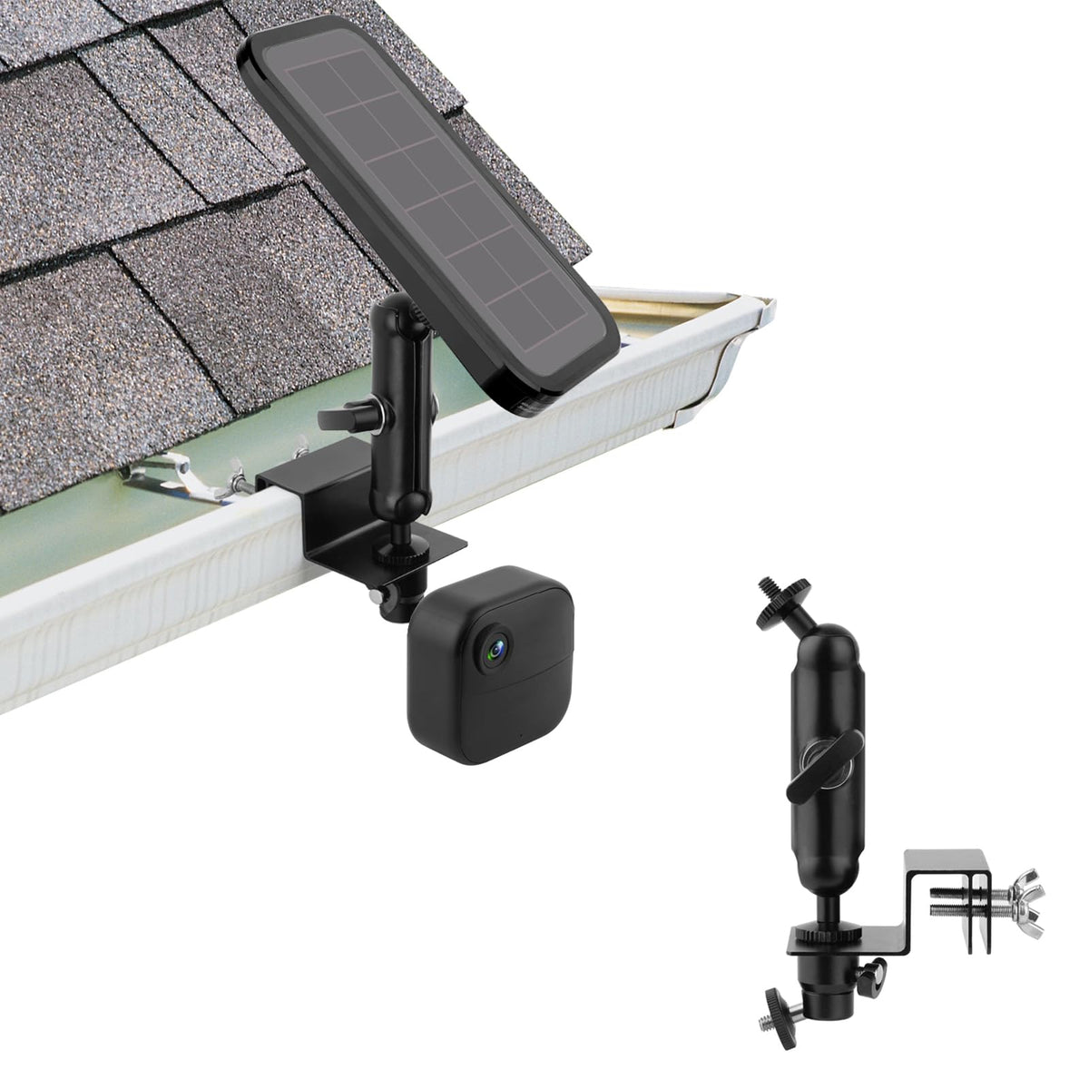Mippko 2 In 1 Gutter Mount For Security Camera And Solar Panel,Compatible With Arlo Pro 4/Pro 3/Pro 2/Pro/Arlo Ulra/Blink (4Th Gen)/(3Rd Gen) Xt3/Xt2/Xt,Multi Angle Ajustable Aluminum Alloy Mount