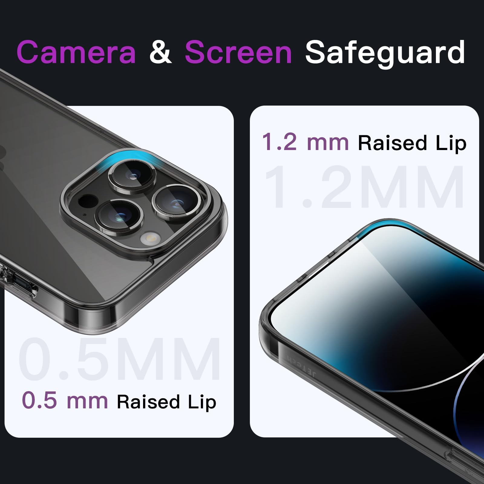 Jetech Case For Iphone 14 Pro Max 6.7 Inch, Non Yellowing Shockproof Phone Bumper Cover, Anti Scratch Clear Back (Black)