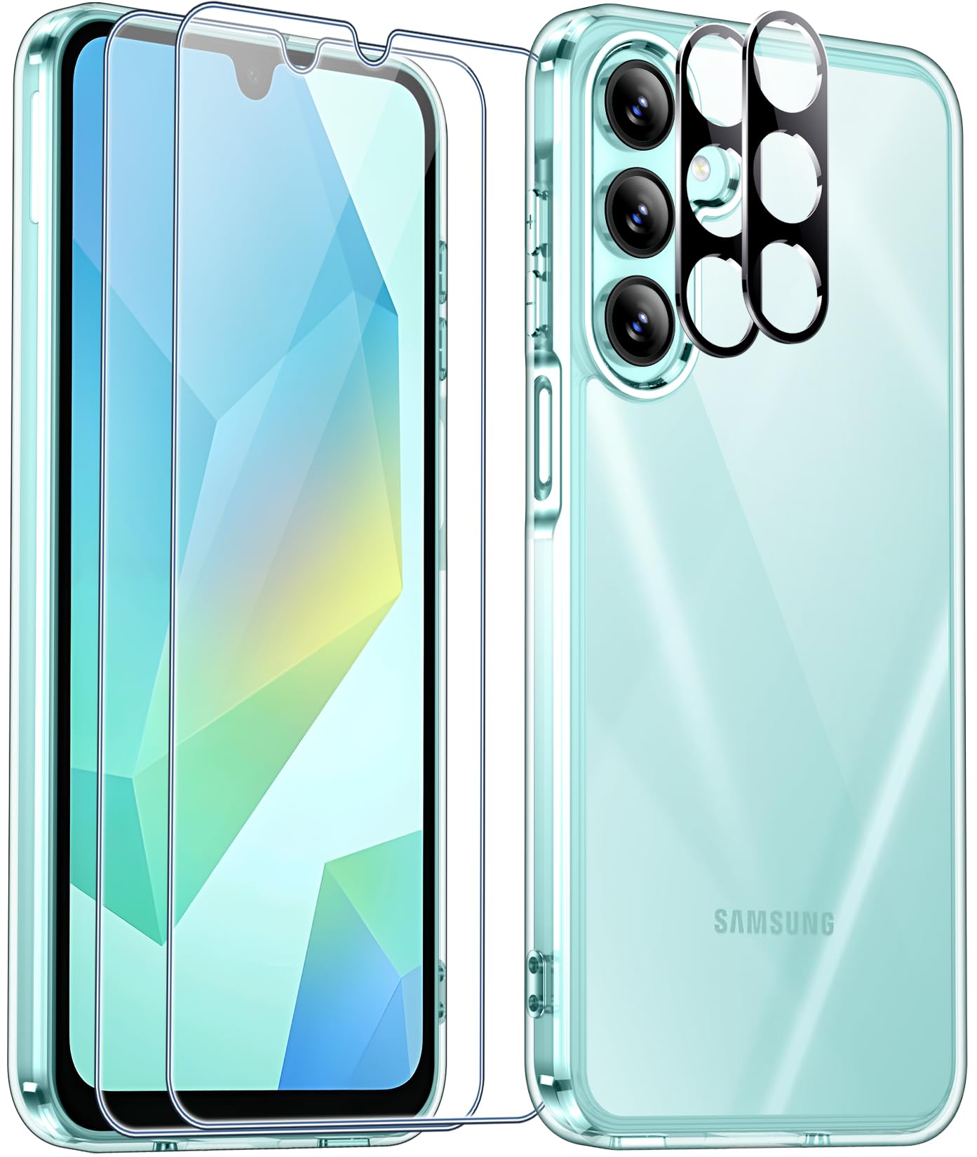 Spidercase For Samsung Galaxy A16 5G Case, 2 Pack[Tempered Glass Screen Protector + Camera Lens Protector] Slim Shockproof Case,