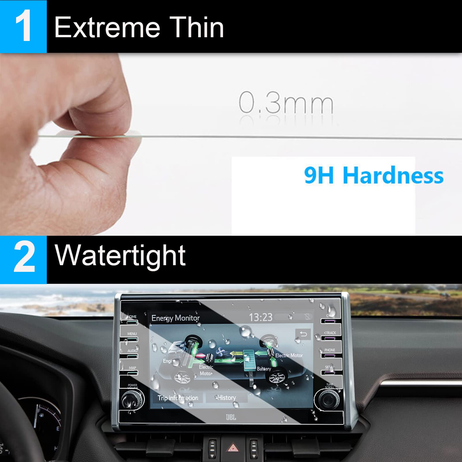 Ttcr Ii Compatible With 2022 Toyota Rav4 Jbl Screen Protector, 9 Inch Tempered Glass Touchscreen Protector For 2022 Rav4 Adventure/Limited/Trd/Prime Se/Hybrid Limited And Xse Navigation Display