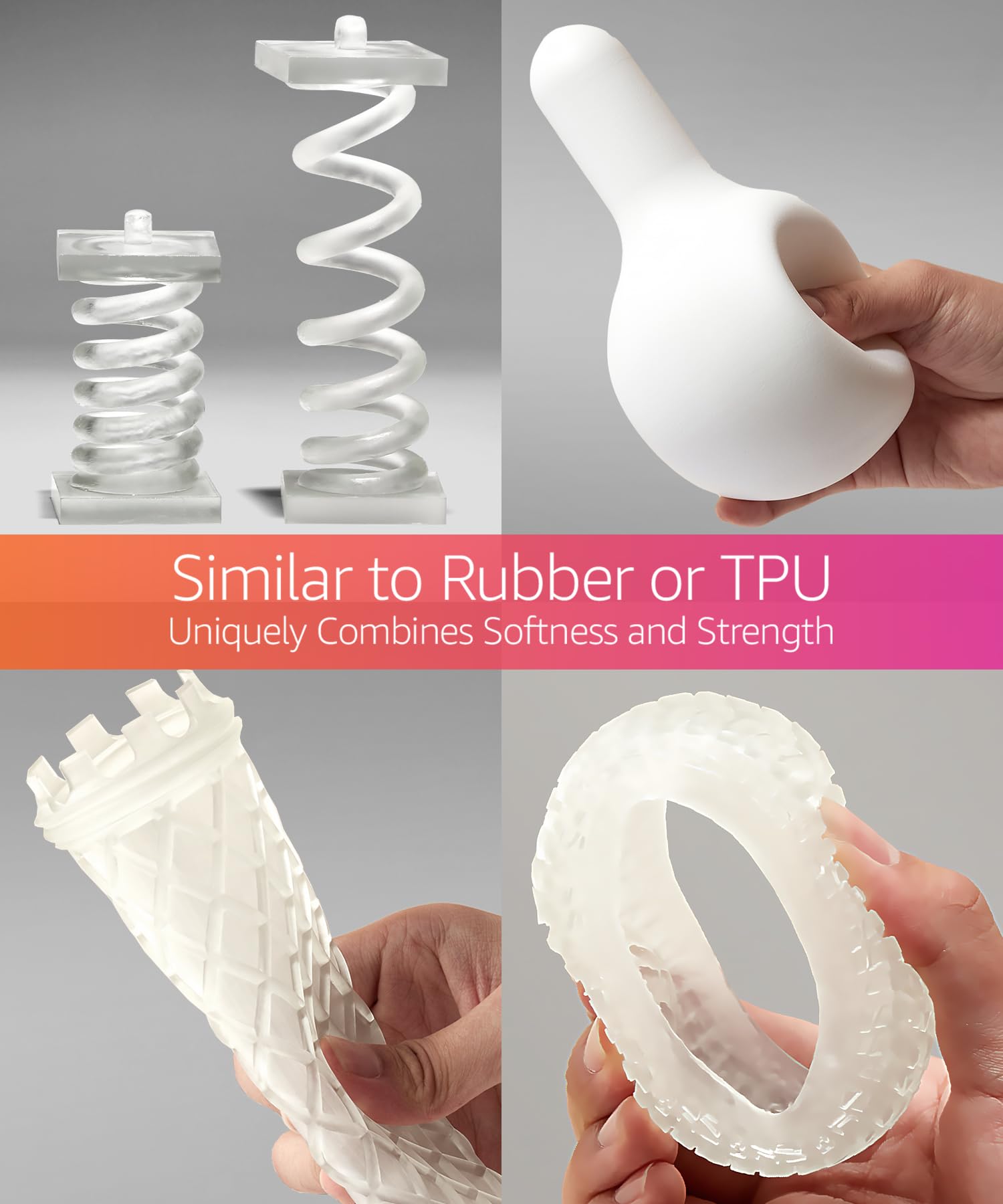 Superflex 3D Printer Resin, Softness 80A Simulating Flexible Rubber, Made In Korea By 3Dmaterials (5000G, Clear)