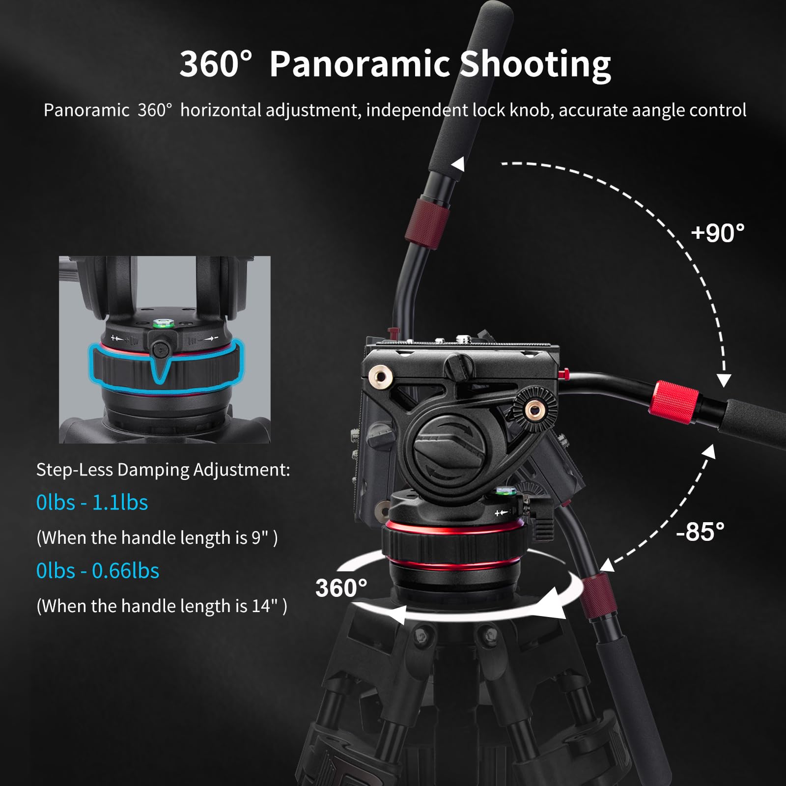 Avella Video Tripod Fluid Head With Quick Release Plate, Compatible With Dji Rs Gimbals Manfrotto,Max Load 22Lb/10Kg For Video Canon Nikon Sony Olympus Panasonic Dslr Camera, V510