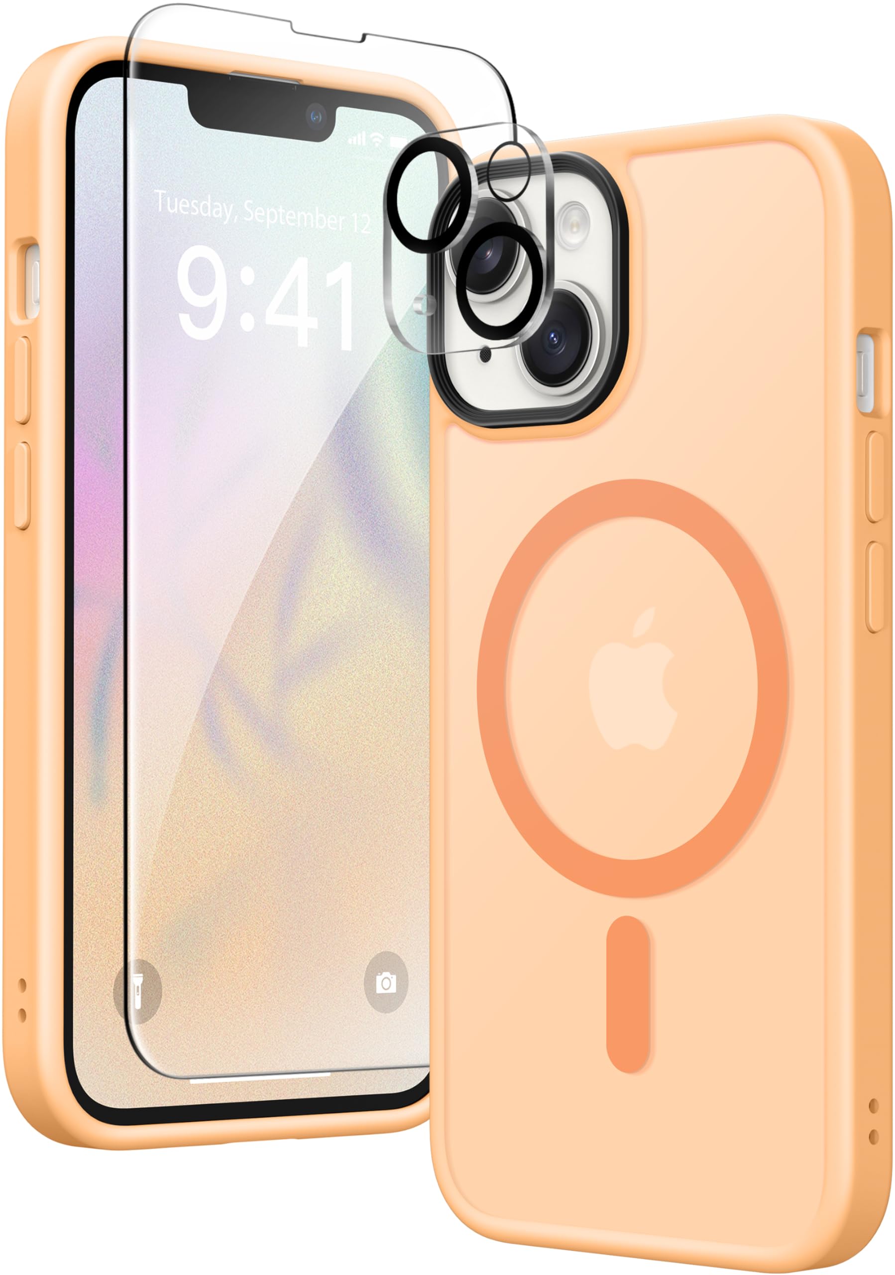 Gonez Magnetic Case For Iphone 13 6.1'',Compatible With Magsafe,[2 Screen Protector & 2 Camera Cover][Anti Fingerprint] Slim Tra