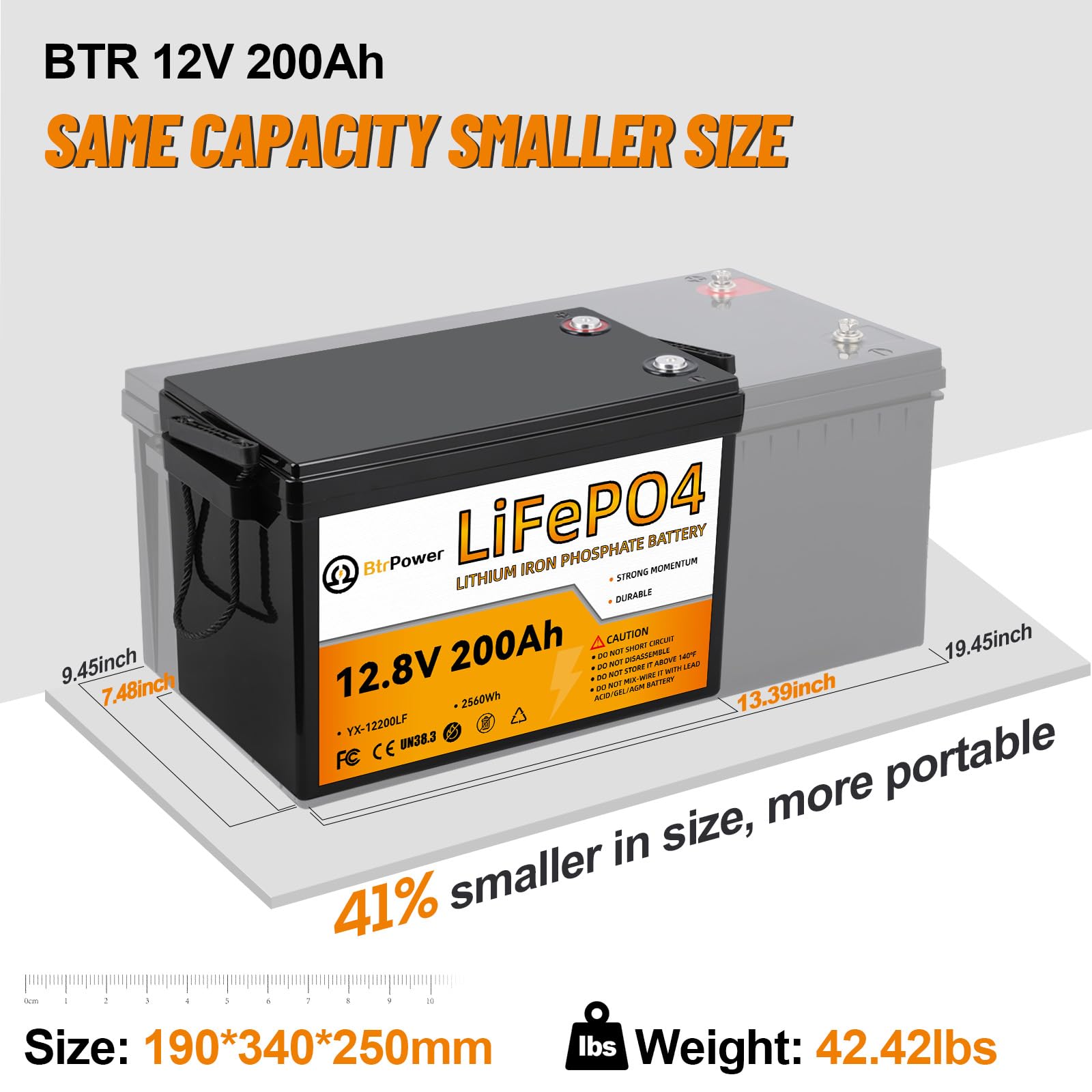 12V 200Ah Lithium Battery Lifepo4 Deep Cycle Battery,100A Bms,4000+ Cycles,Perfect For Rv, Home Storage,Marine,Solar Power Syste