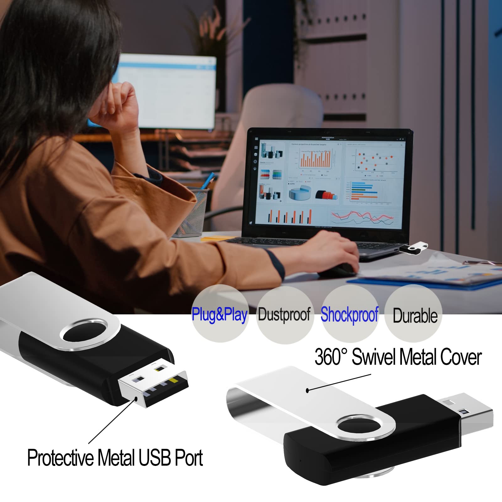 4Gb Usb Flash Drive 20 Pack Jbos Thumb Drives 4 Gb Usb Drives Memory Stick Swivel 4G Gig Stick Usb2.0 Pen Drive For Date Storage