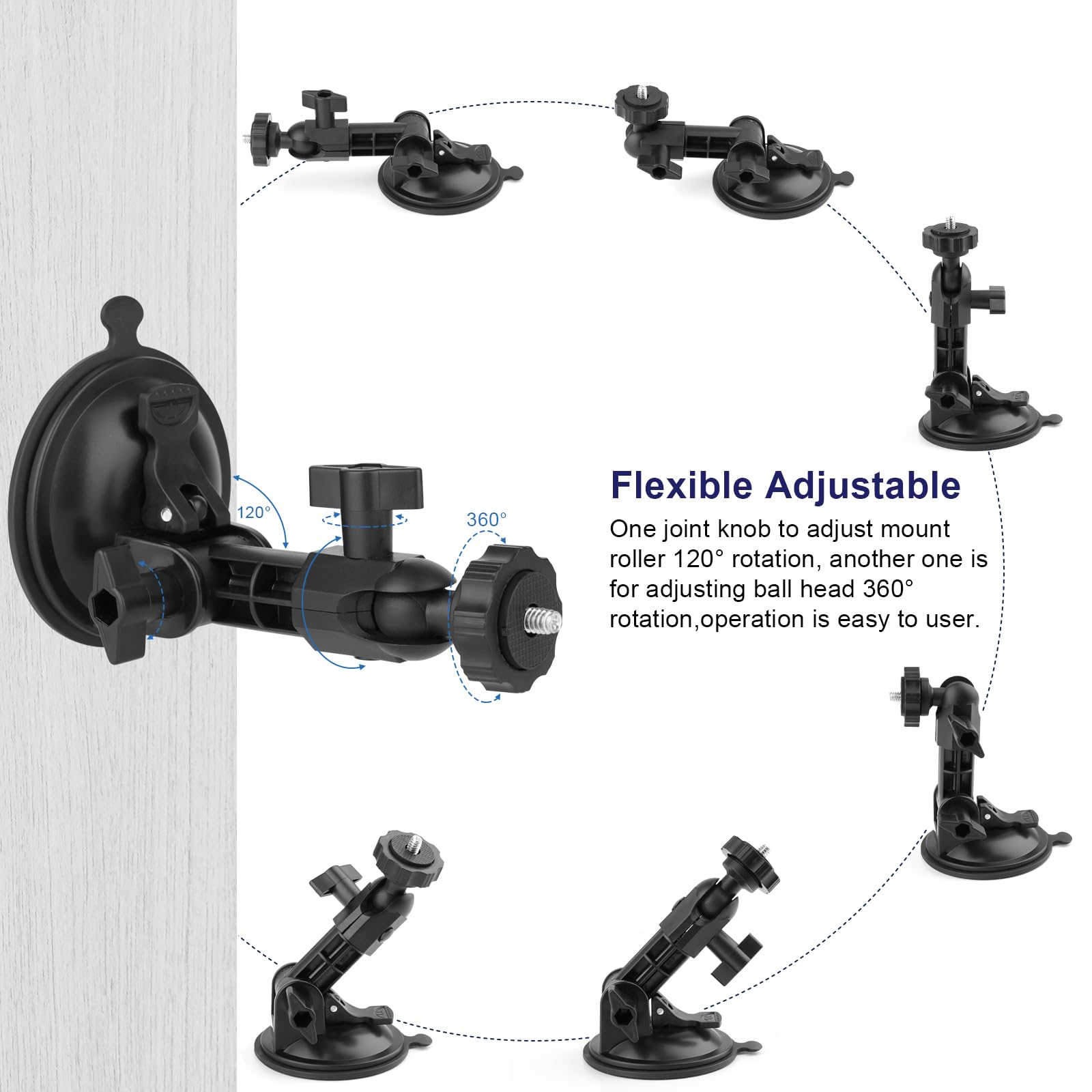 Mippko Mirror Shower Phone Holder,Suction Cup Phone Stand For Bathroom/Tile/Wall/Mirror/Glass/Wooden/Metal,360 Adjustable Mount