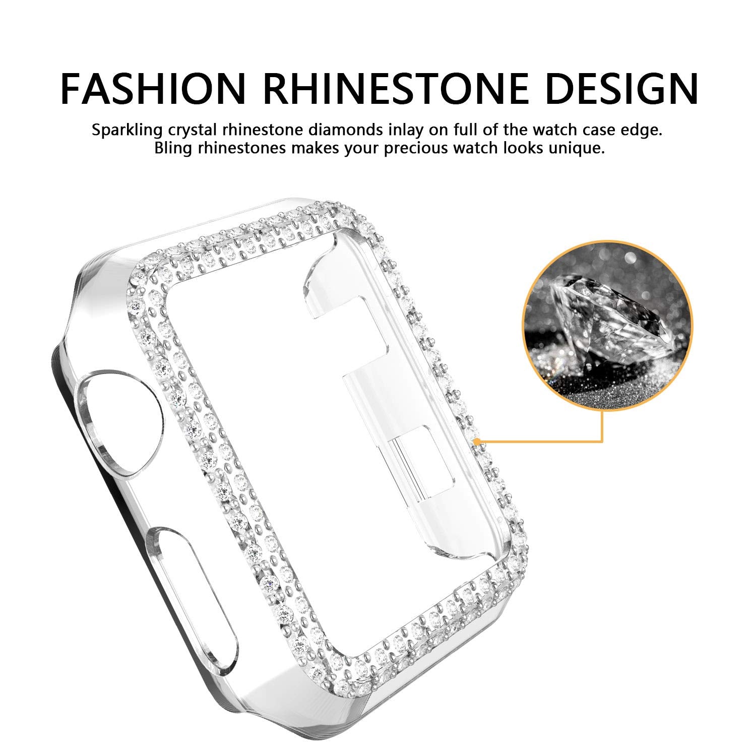 Adepoy Compatible For Apple Watch Case 38Mm Series 3/2/1 Bling Rhinestone Apple Watch Protective Case Bumper Frame Case Cover Fo