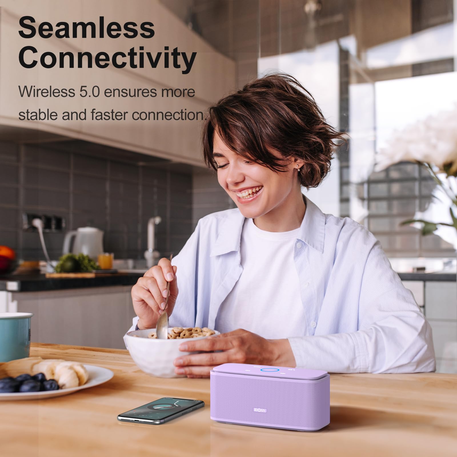 Doss Bluetooth Speaker, Soundbox Touch Portable Wireless Bluetooth Speaker With 12W Hd Sound & Bass, Ipx5 Waterproof, 20H Playti