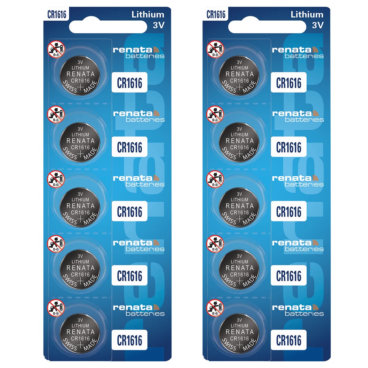 Renata CR1616 Batteries - 3V Lithium Coin Cell 1616 Battery (10 Count)