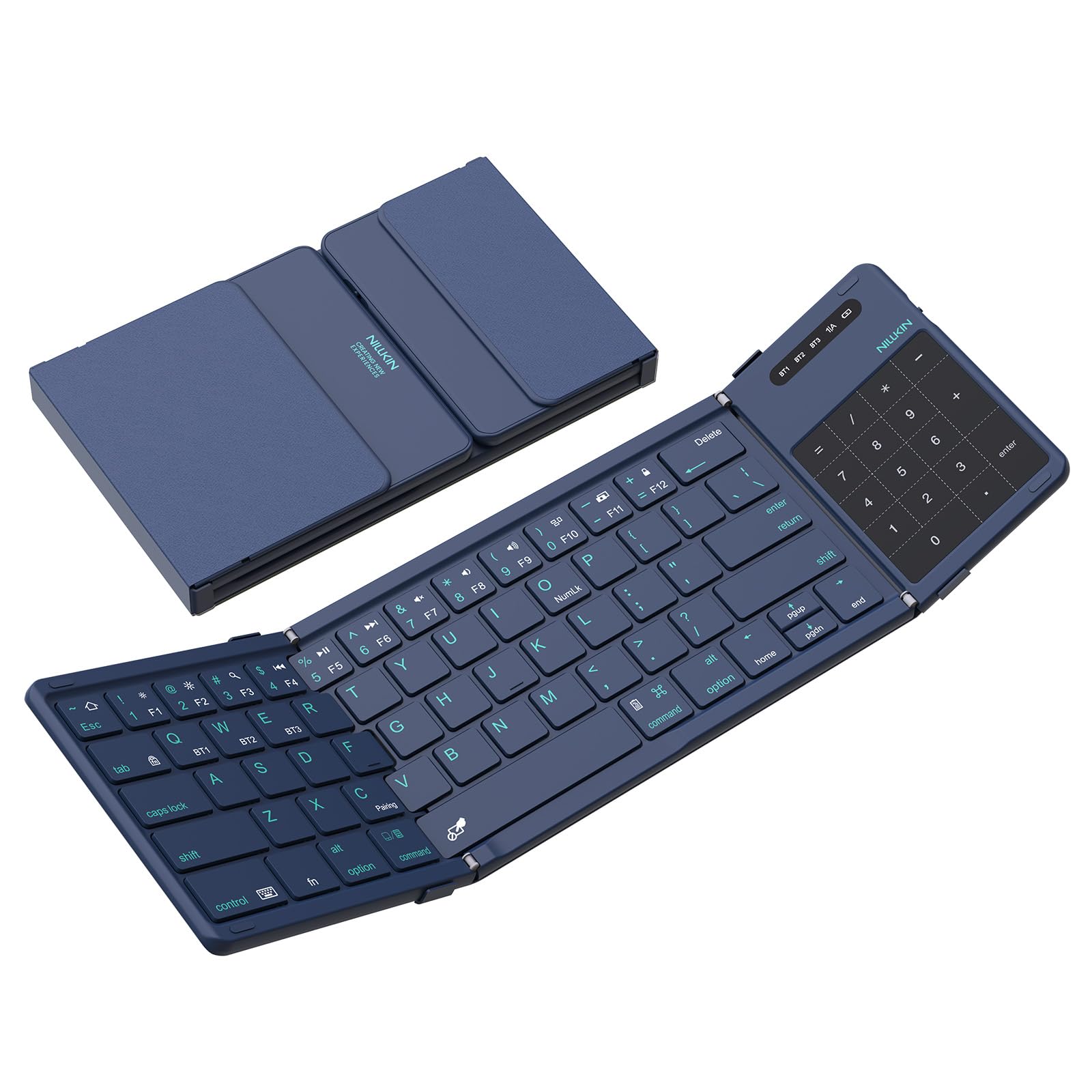 Nillkin Pocket Foldable Wireless Keyboard with Touchpad Number Pad for Travel Trip Meeting for Tablets Fold Phone Laptop PC, Ful