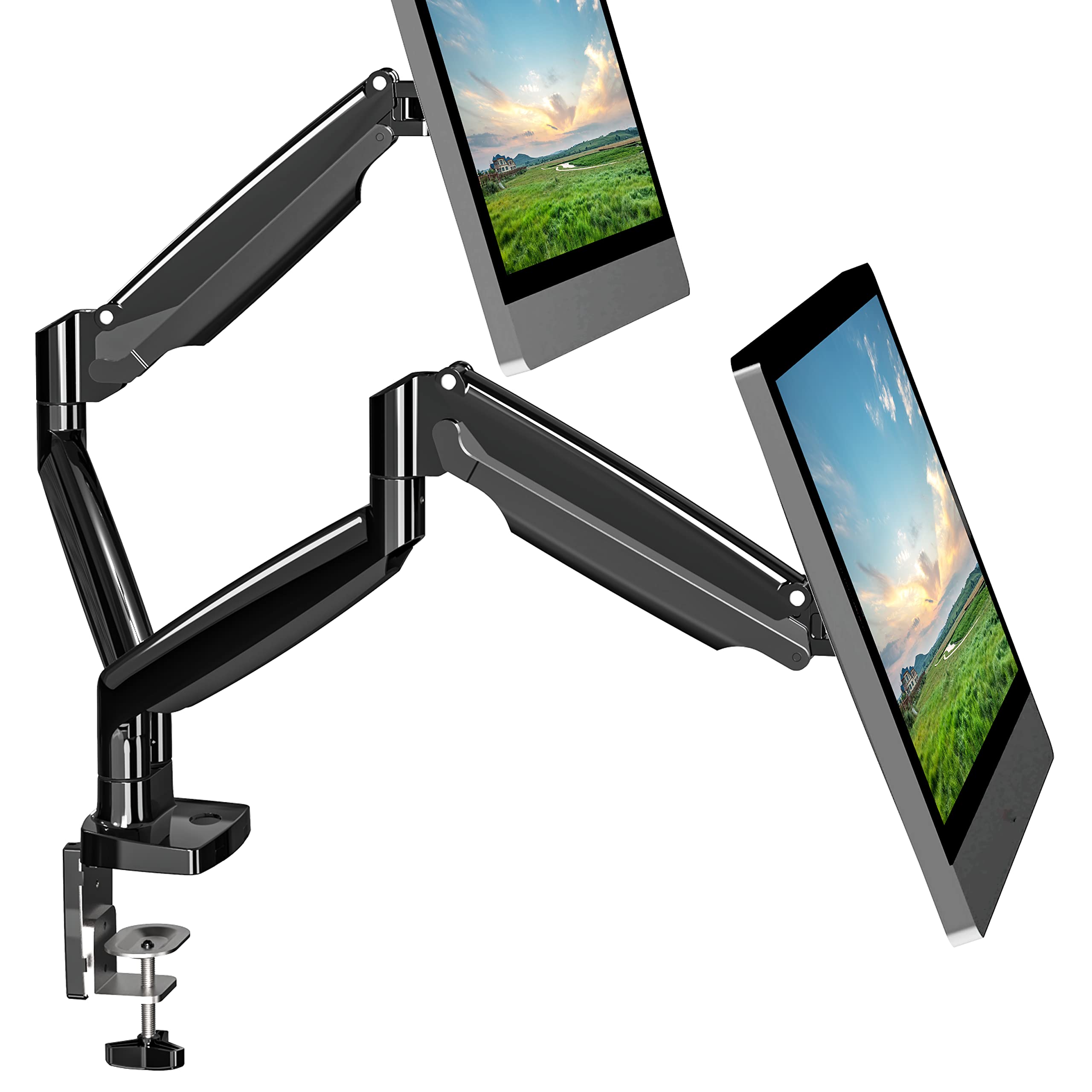 Upgravity Dual Monitor Mount, Dual Monitor Desk Mount For Two Ultrawide 22'' 34'' Flat/Curved Computer Screens, Fully Adjustable