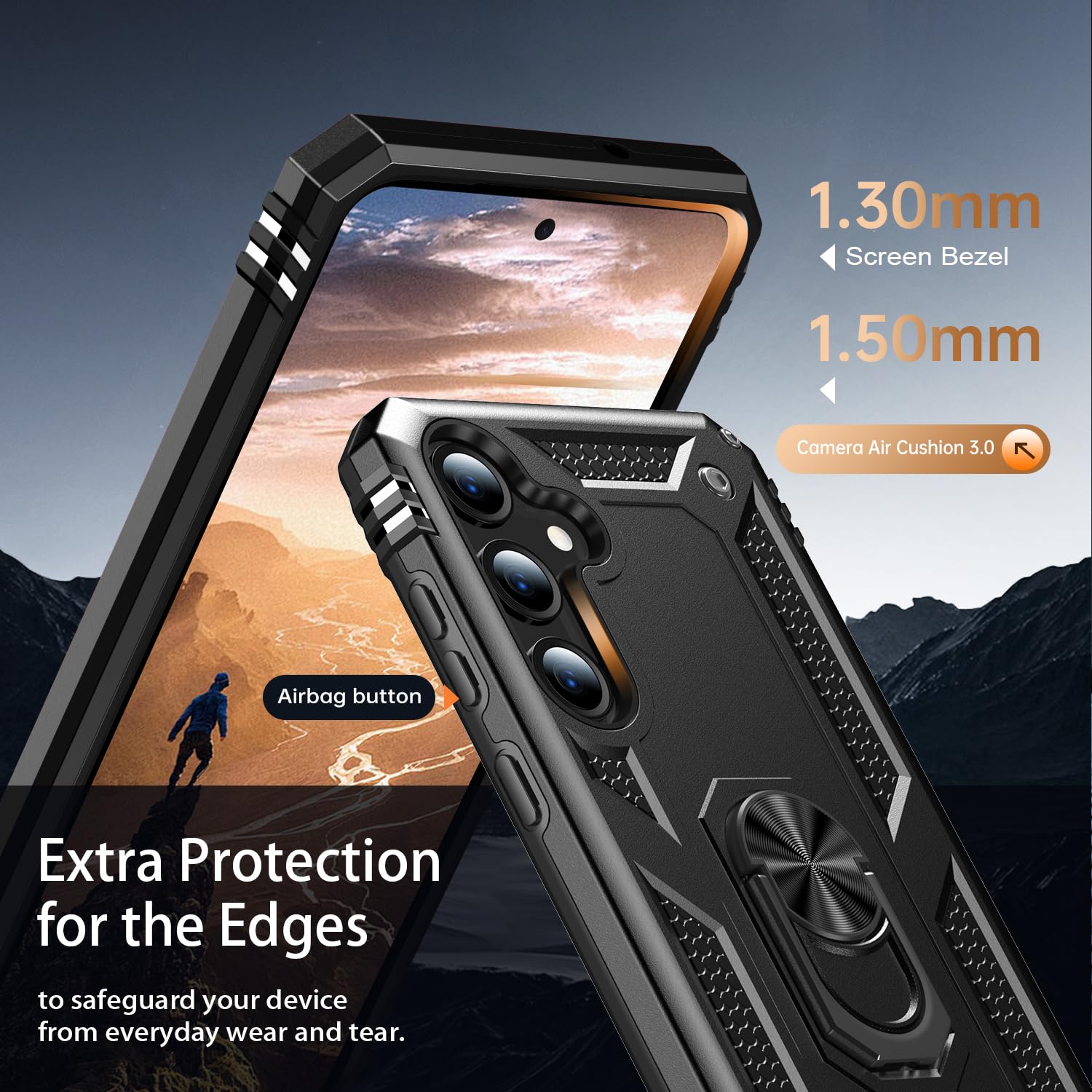 Ikazz For Galaxy S24 Case,Military Grade Shockproof Heavy Duty Protective Phone Cover Pass 16Ft Drop Test With Magnetic Kickstan
