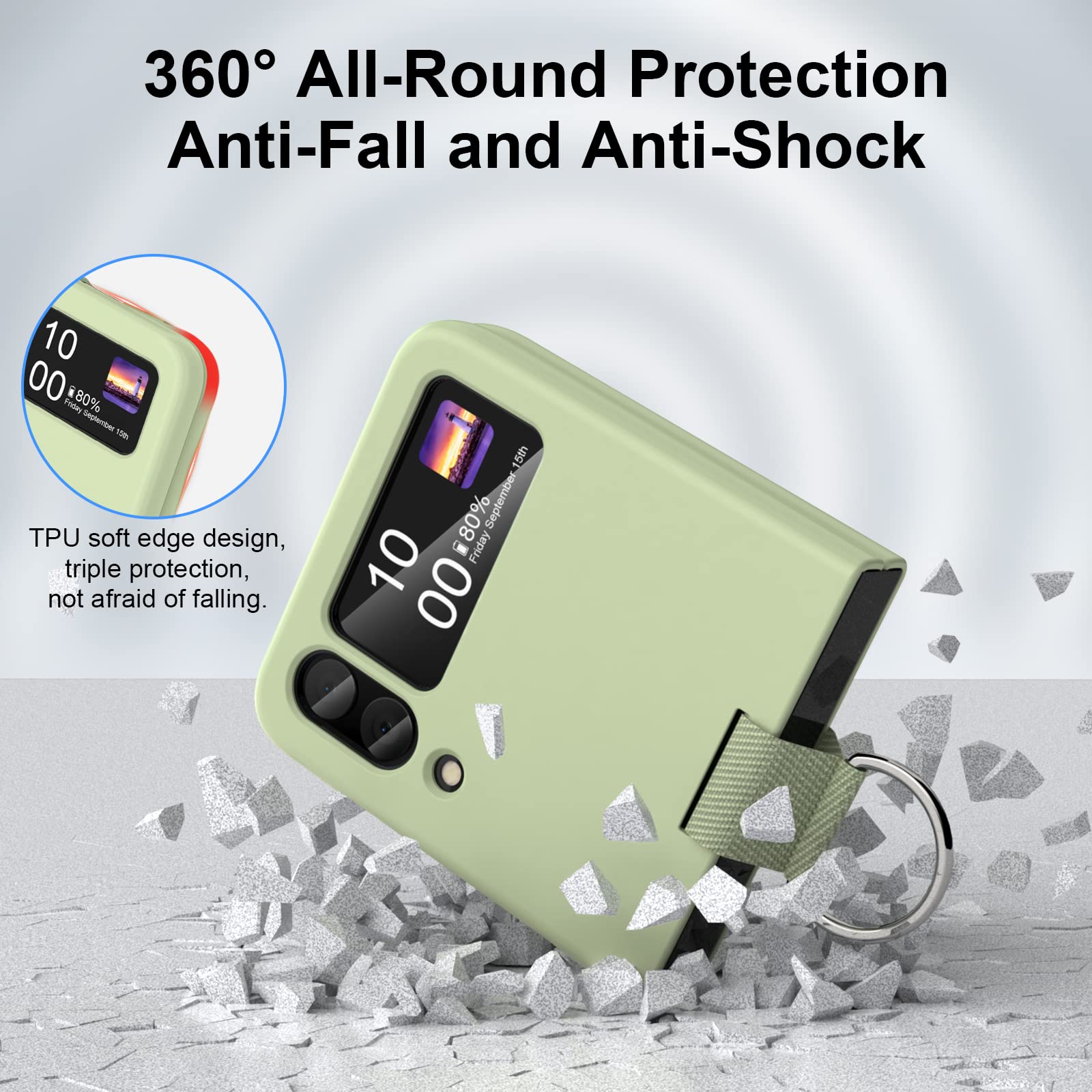 Samsung Galaxy Z Flip 4 Case Shockproof Heavy Duty Silicone Protective Cover With Ring Phone Case For Galaxy Z Flip 4 5G Green