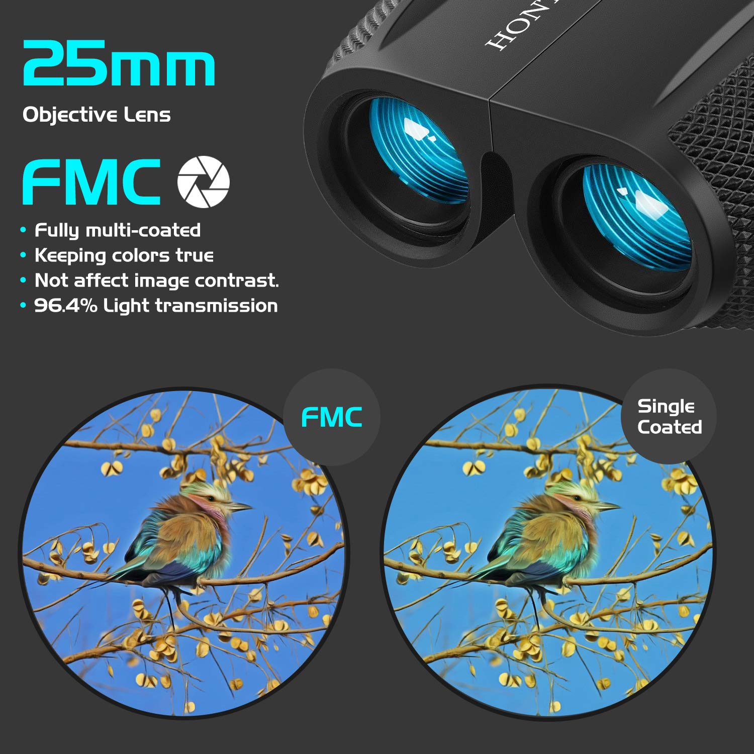 Hontry Binoculars For Adults And Kids, 10X25 Compact Binoculars For Bird Watching, Theater And Concerts, Hunting And Sport Games