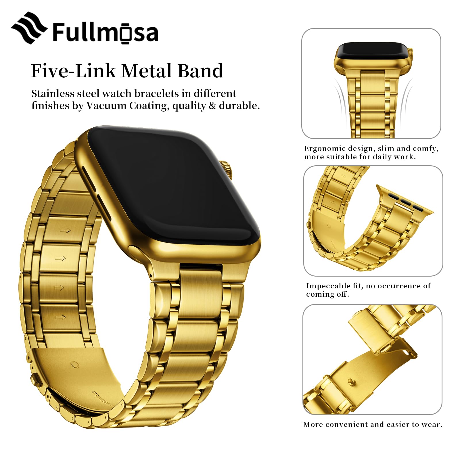 Fullmosa Bands Compatible Apple Watch 41Mm 40Mm 38Mm 49Mm 46Mm 45Mm 44Mm 42Mm, Stainless Steel Iwatch Band With Case For Apple W