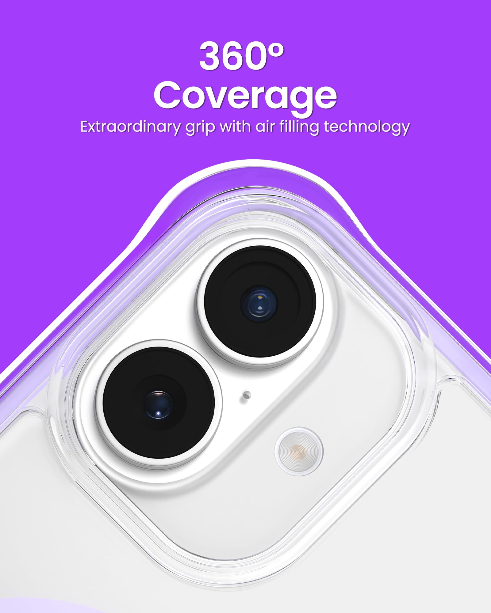 Ornarto Air Case For Iphone 16 Clear, Compatible With Magsafe, Military Grade Drop Protection Cover With Built In Air Purple