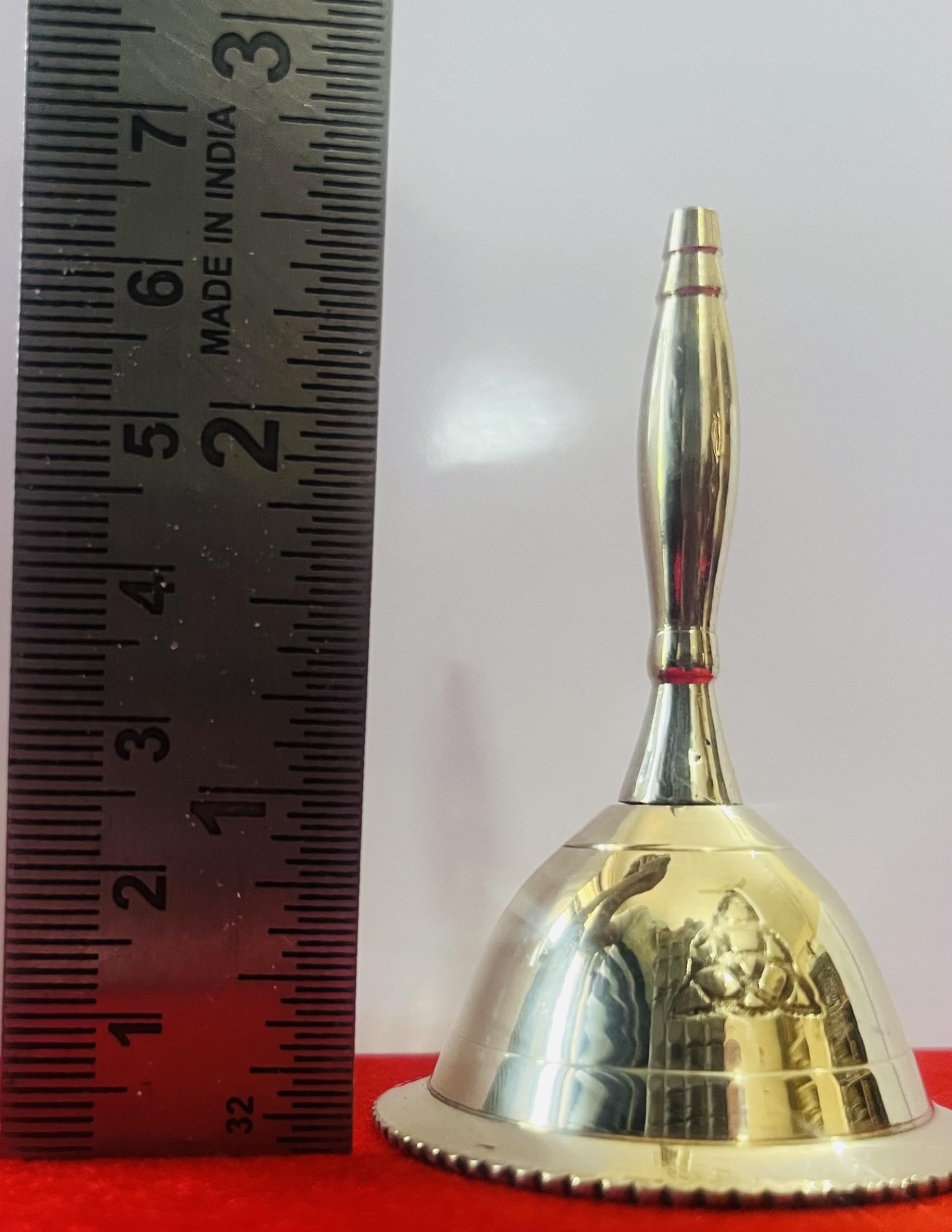 Indian Consigners Hand Bell Loud Brass Call Bells 3 Inches Altar Pendulam Use (Triquetra)