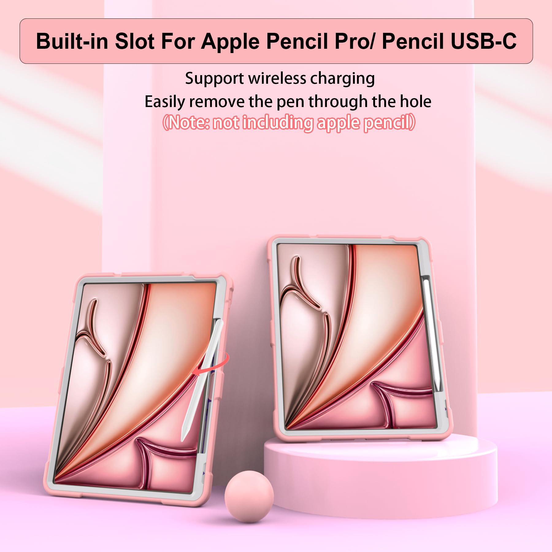 Ccmao For Ipad Air 13 Inch Case (2024), Ipad Air 13 M2 Case With Pencil Holder And Stand, Fully Supports Pencil Pro/Usb C, Heavy