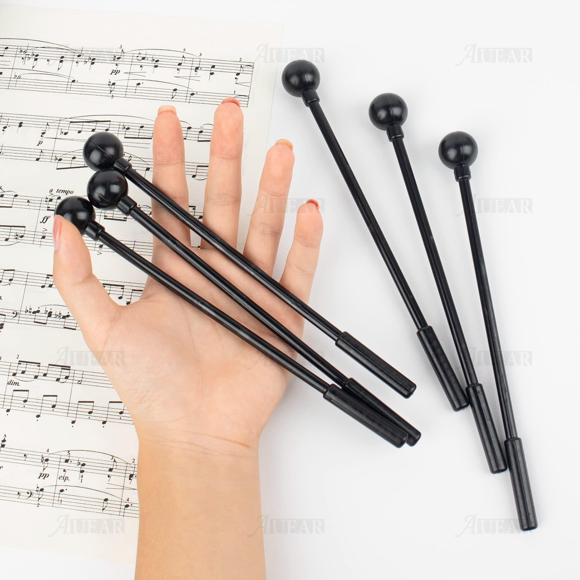 Auear, 10 Pack Drumsticks Plastic Handheld Drum Mallet Rod Musical Instrument Black
