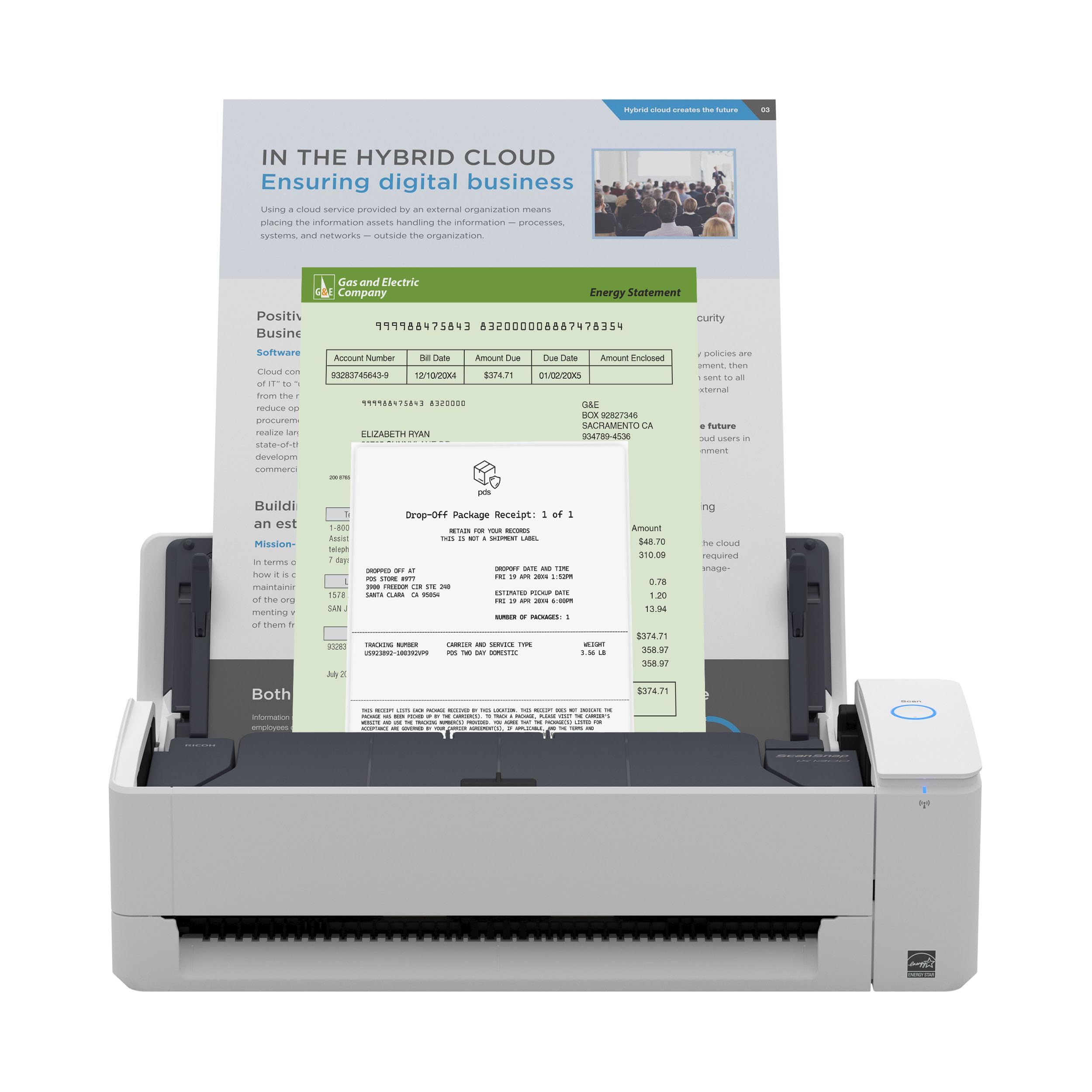 Fujitsu Scansnap Ix1300 Compact Wireless Or Usb Double Sided Color Document, Photo & Receipt Scanner With Auto Document Feeder A