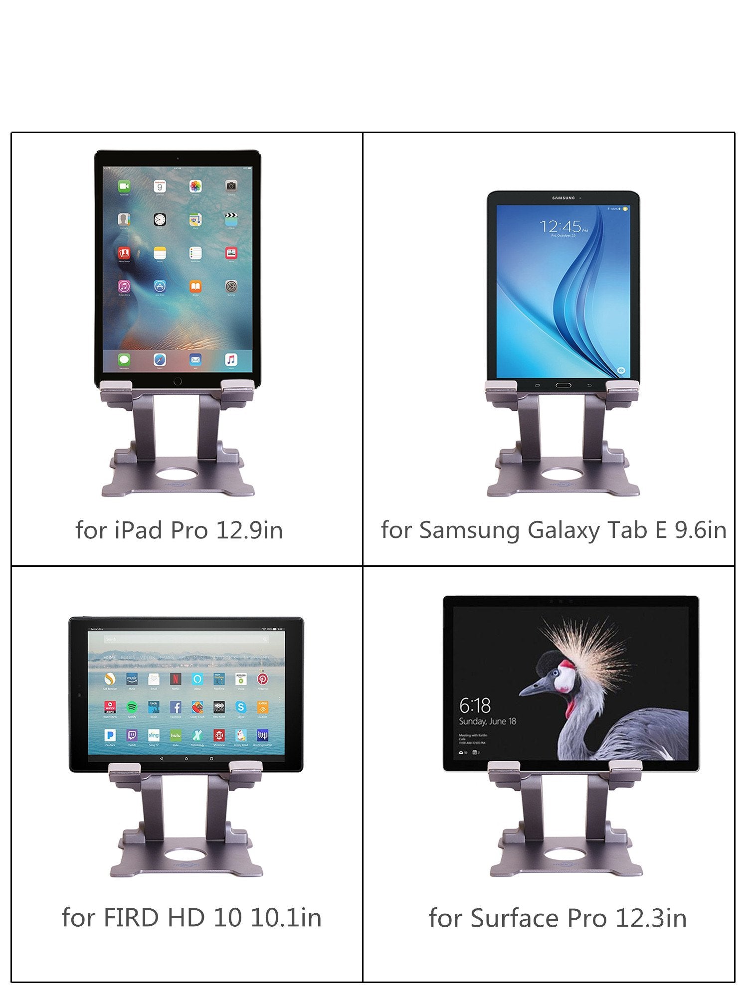 Kabcon Adjustable Aluminum Tablet Stand (7 13.5 Inch), Compatible With Ipad, Surface Pro, Fird Hd 10, Samsung Galaxy Tab E, Asus