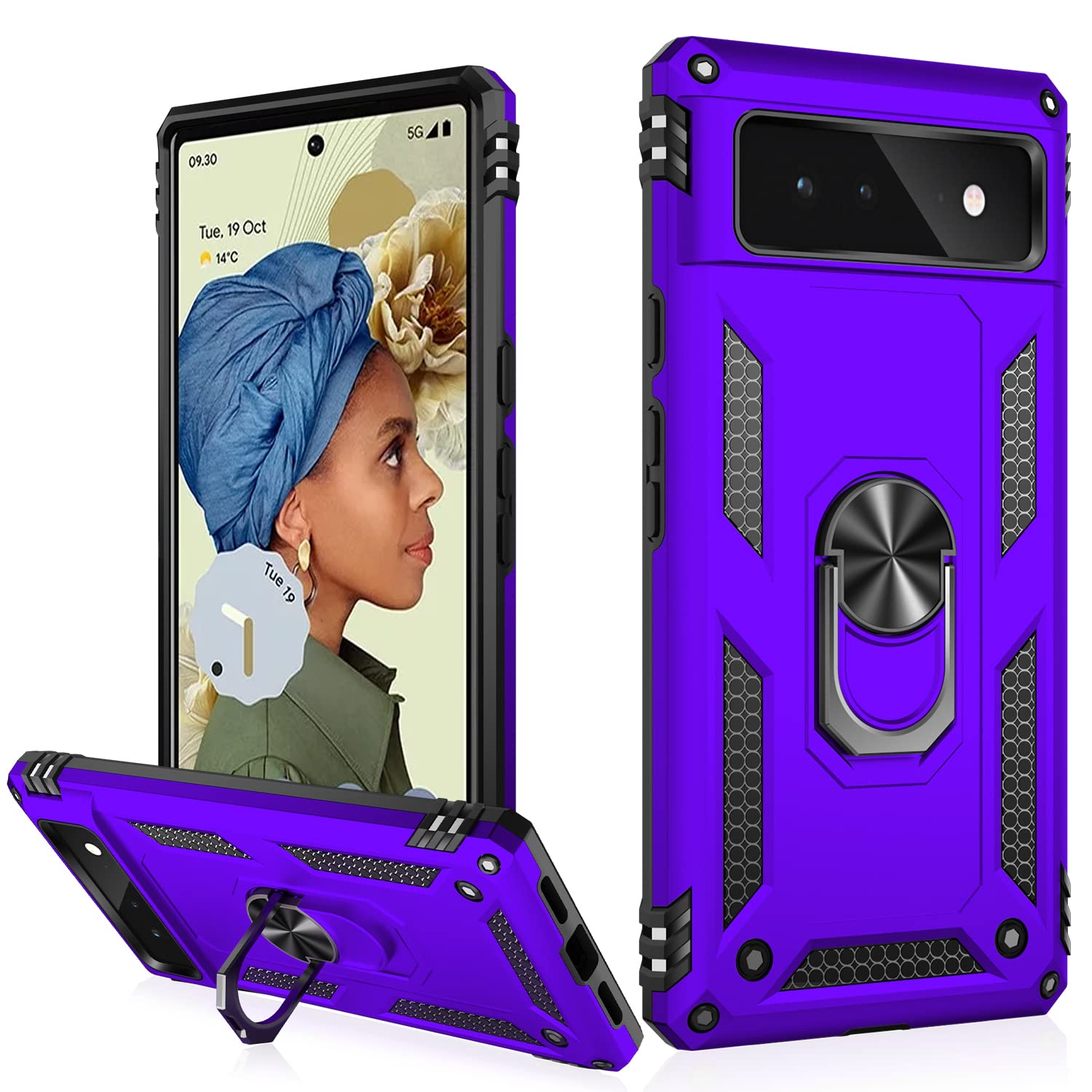 Ikazz Suitable For Google Pixel 6 Case,Military Grade Shockproof Heavy Duty Protective Phone Case Pass 16Ft Drop Test With Magne