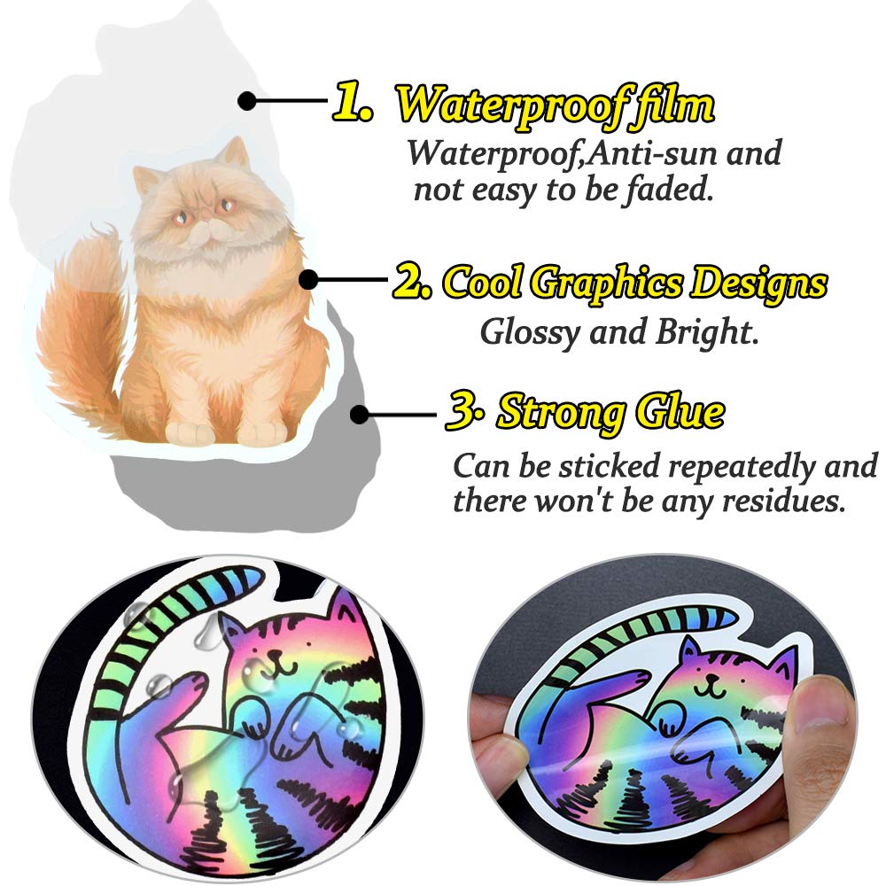 Cat Stickers For Kids Cute Cat Stickers For Water Bottles Vinyl Cat Stickers For Adults Laptop Cat Stickers Waterproof 50Pcs