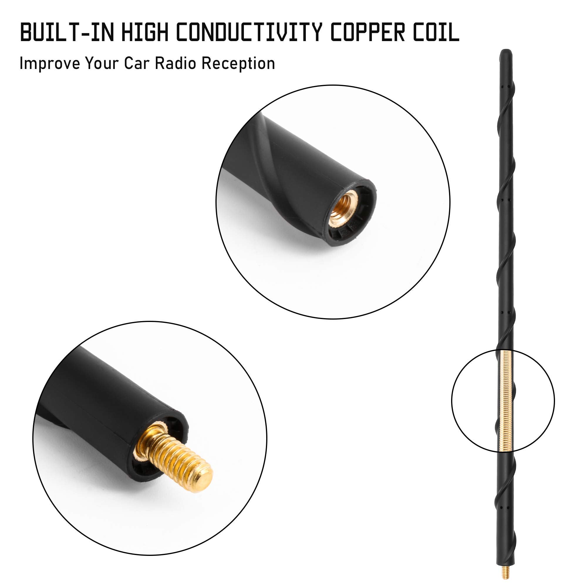 Ksaauto Antenna Fits For Dodge Ram 1500 2500 3500 2009 2024,16 Inches Flexible Rubber Antenna Replacement, Spiral Antenna Design