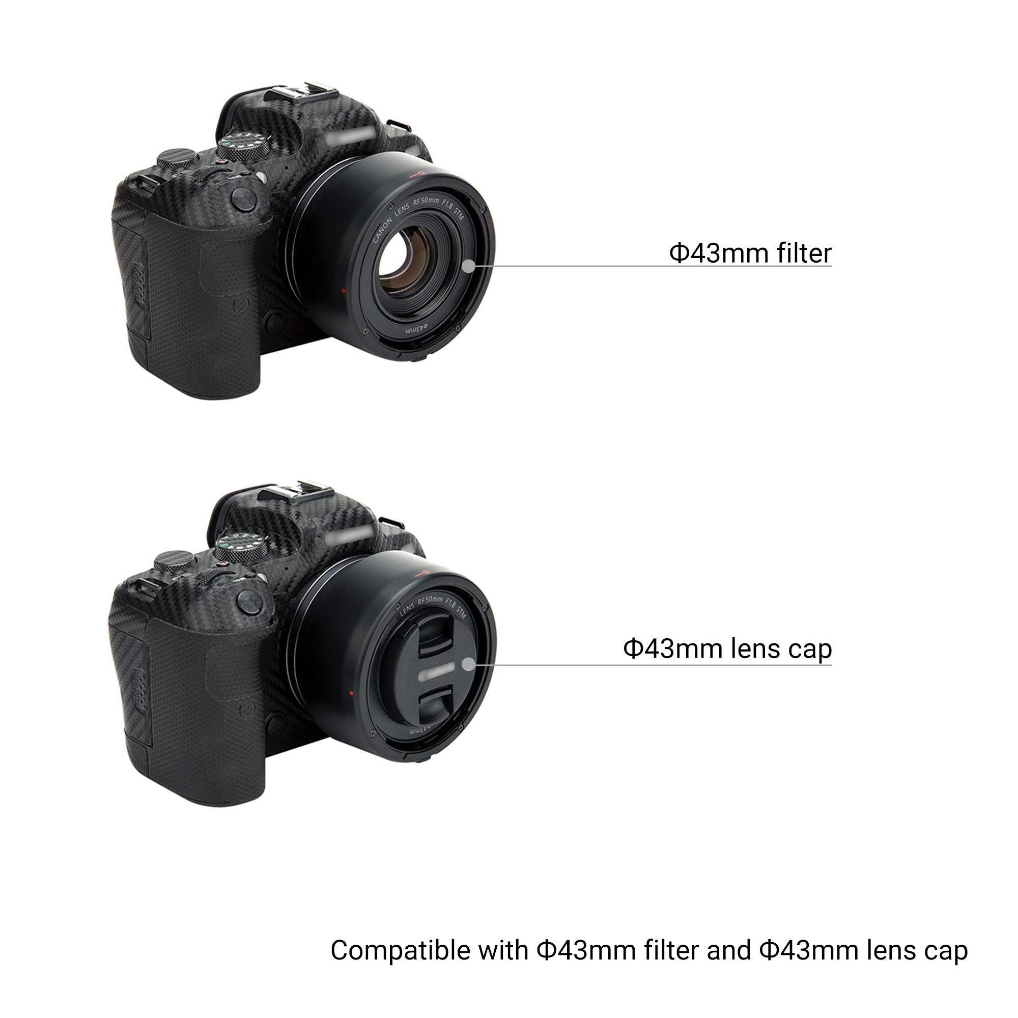 Rf 50Mm Lens Hood Shade For Canon Rf 50Mm F/1.8 Stm Lens Replaces Canon Es 65B Hood With Original Design On Canon Eos R100 R50 R