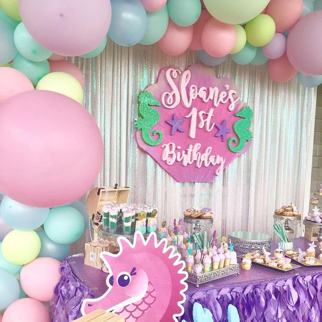 Soardream White Iridescent Sequin Backdrop Curtains 6 Pieces 2Ft X 8Ft Sequin Fabric Backdrop Glitter Drapes Baby Shower Backgro