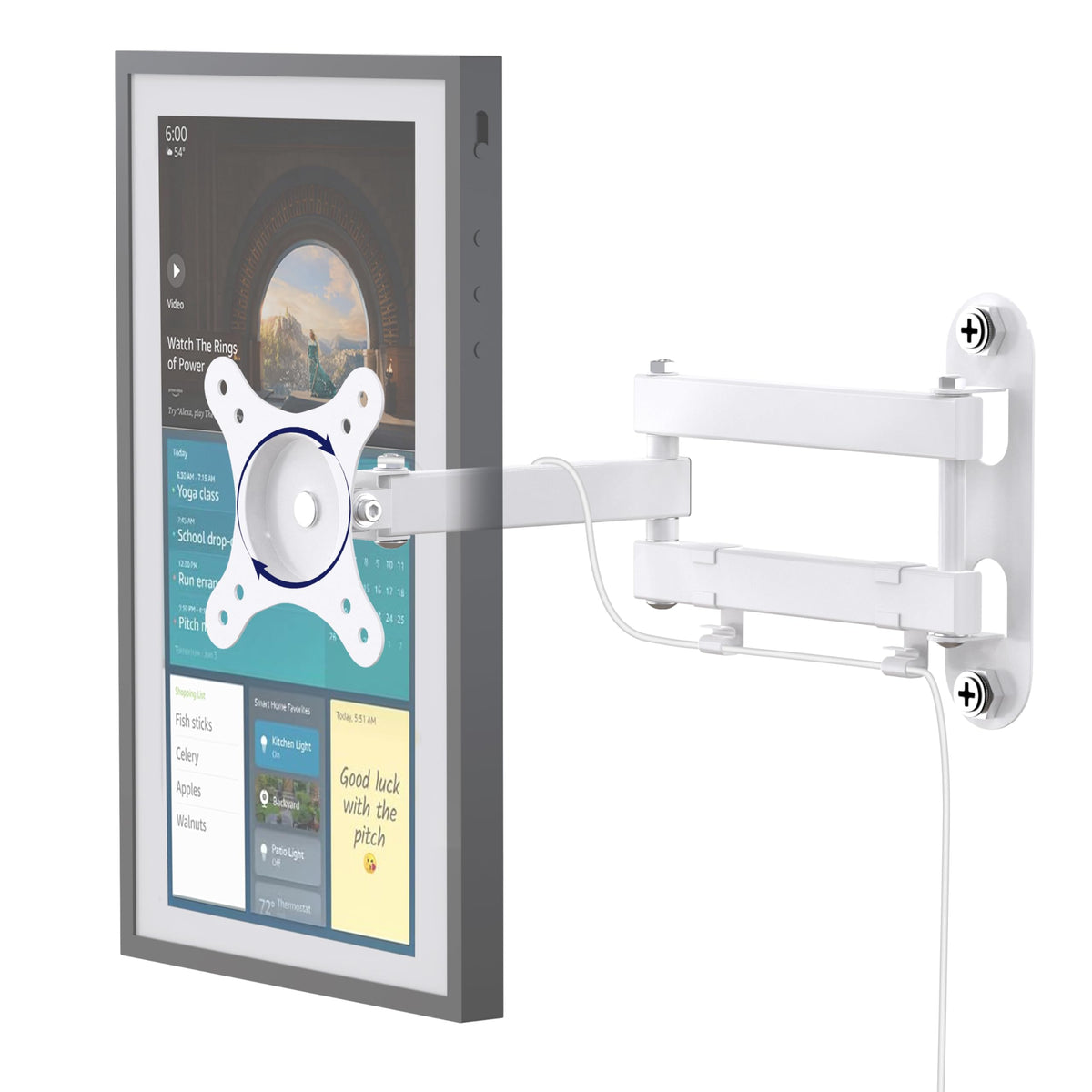 Mount For Echo Show 15, Adjustable Echo Show 15 Wall Mount Bracket, Swivel Horizontal Or Vertical, Extension Wall Mount Stand, B