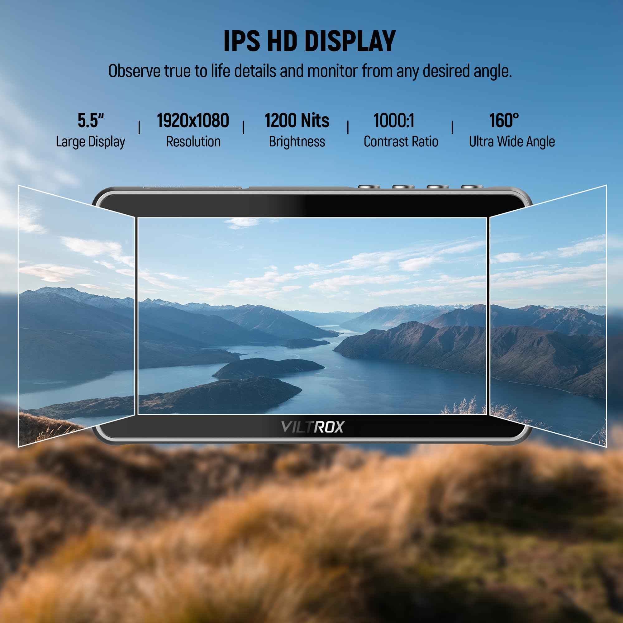 Viltrox Dc 550 1200 Nits Dslr Camera Field Monitor, 4K 1920X1080 Touchscreen Portable On Camera External Video Monitor Kit With