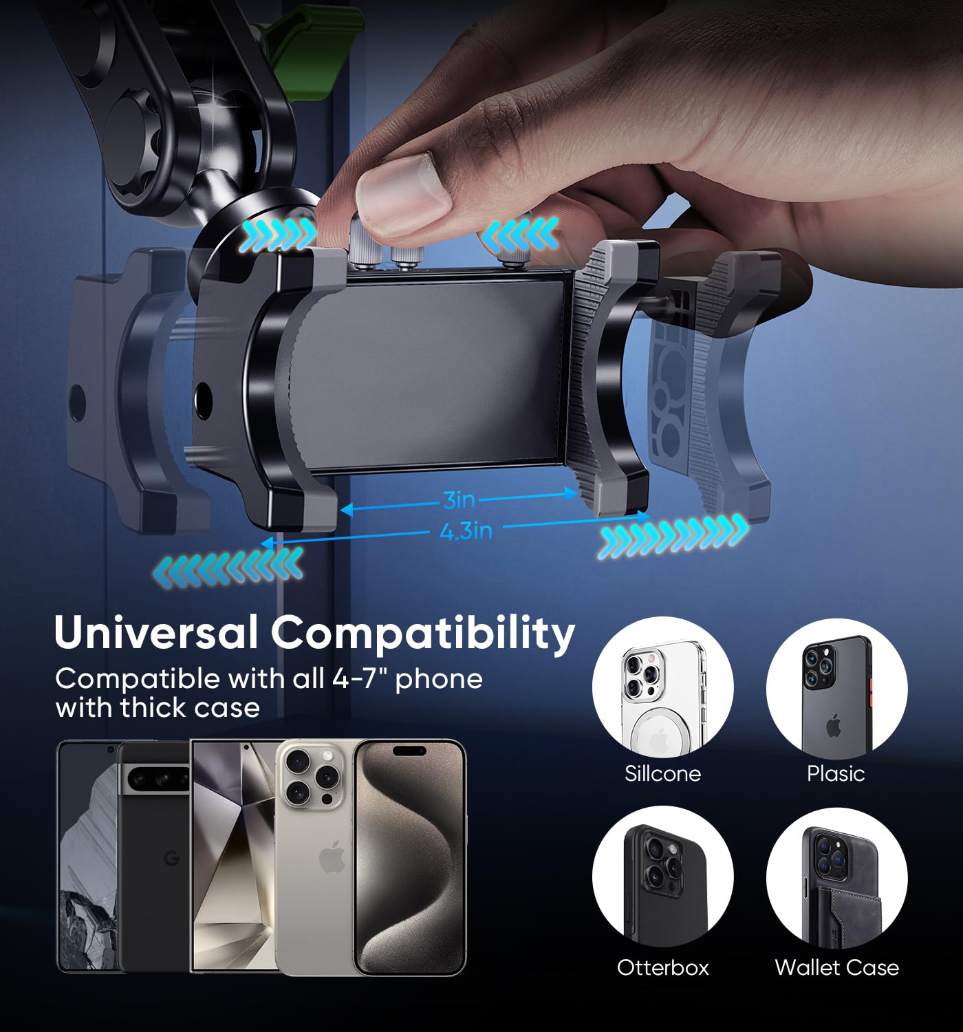 Magic John Car Phone Holder, Ultra-Durable Mteal Phone Holders For Your Car, 360 Rotation Cell Phone Car Mount For Windshield, S