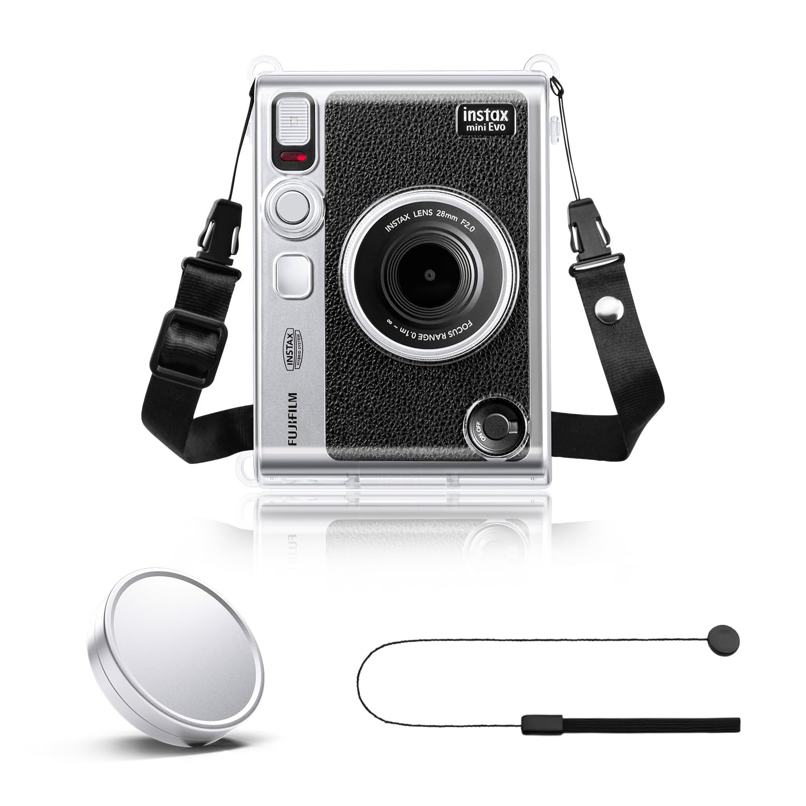 Rieibi Accessories For Fujifilm Instax Mini Evo Instant Camera, Gift Bundle Includes Clear Instax Mini Evo Case & Instax Mini Ev