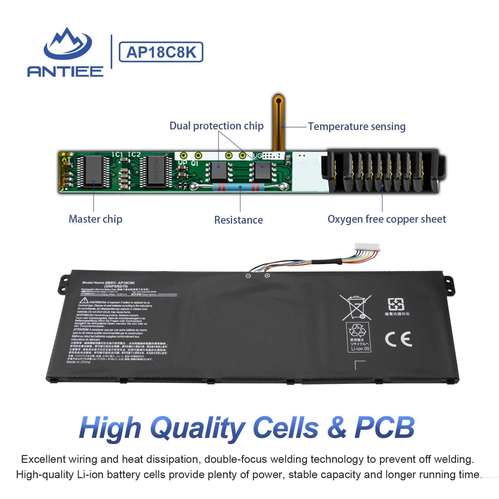 Ap18C8K Battery For Acer Swift 3 Sf314 42 Sf314 57 Sf314 58 Sf314 59, Aspire 5 A514 52 A514 54 A515 56, Aspire 7 A715 42G, Spin