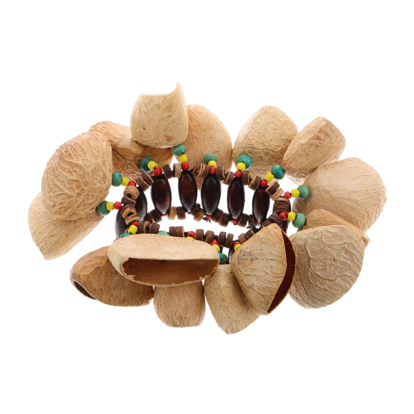 UPKOCH Natural Fruit Shell Hand Jingle Bells Bracelet African Percussion Musical Instrument Adjustable Design Black Fruit Shell 