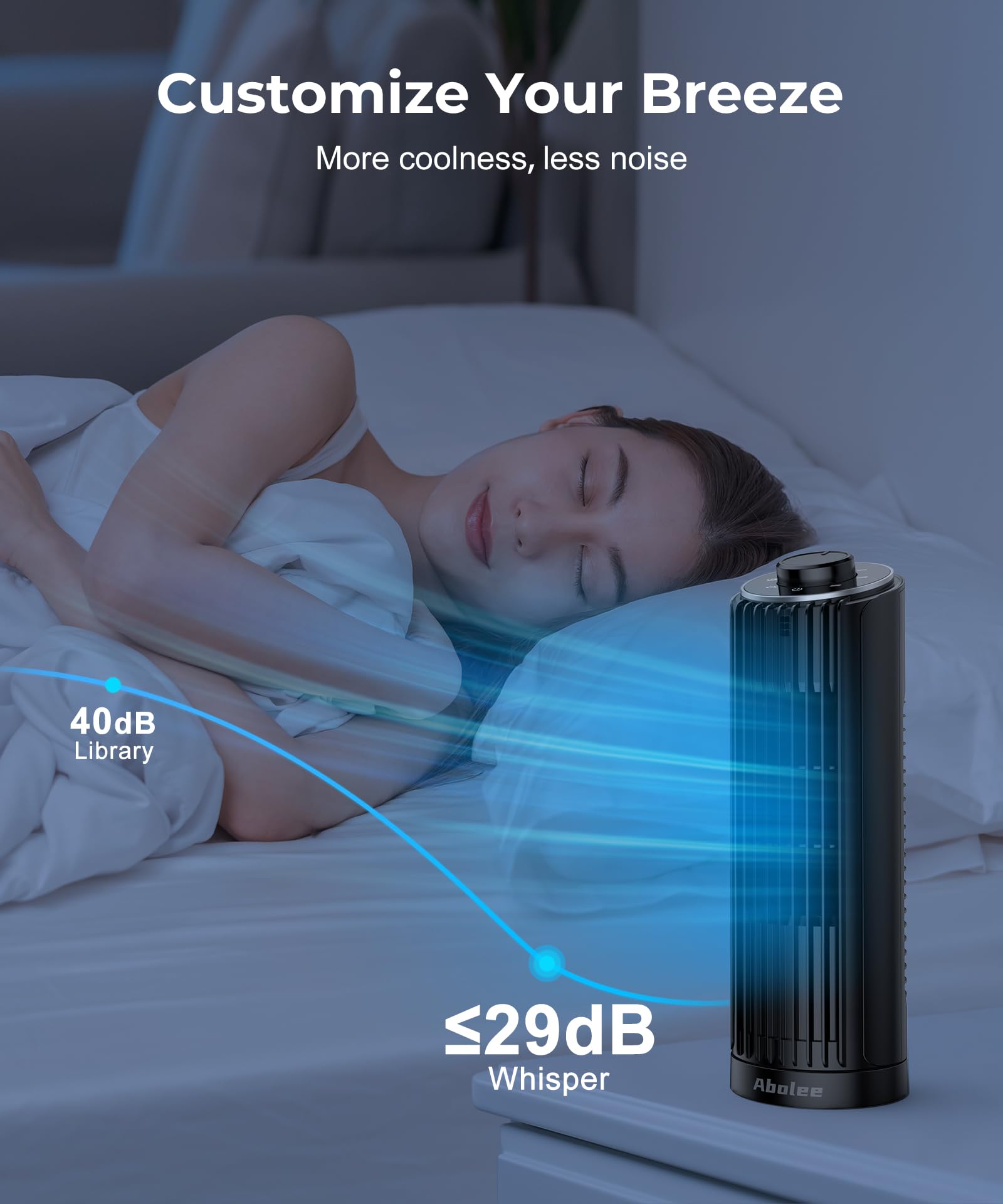 Abolee Tower Fan, 23Ft/S Desk Fan, 70 Oscillating Table Fan For Bedroom, Standing Table Fan With 3 Modes, 2024 New 13 Inch Blade