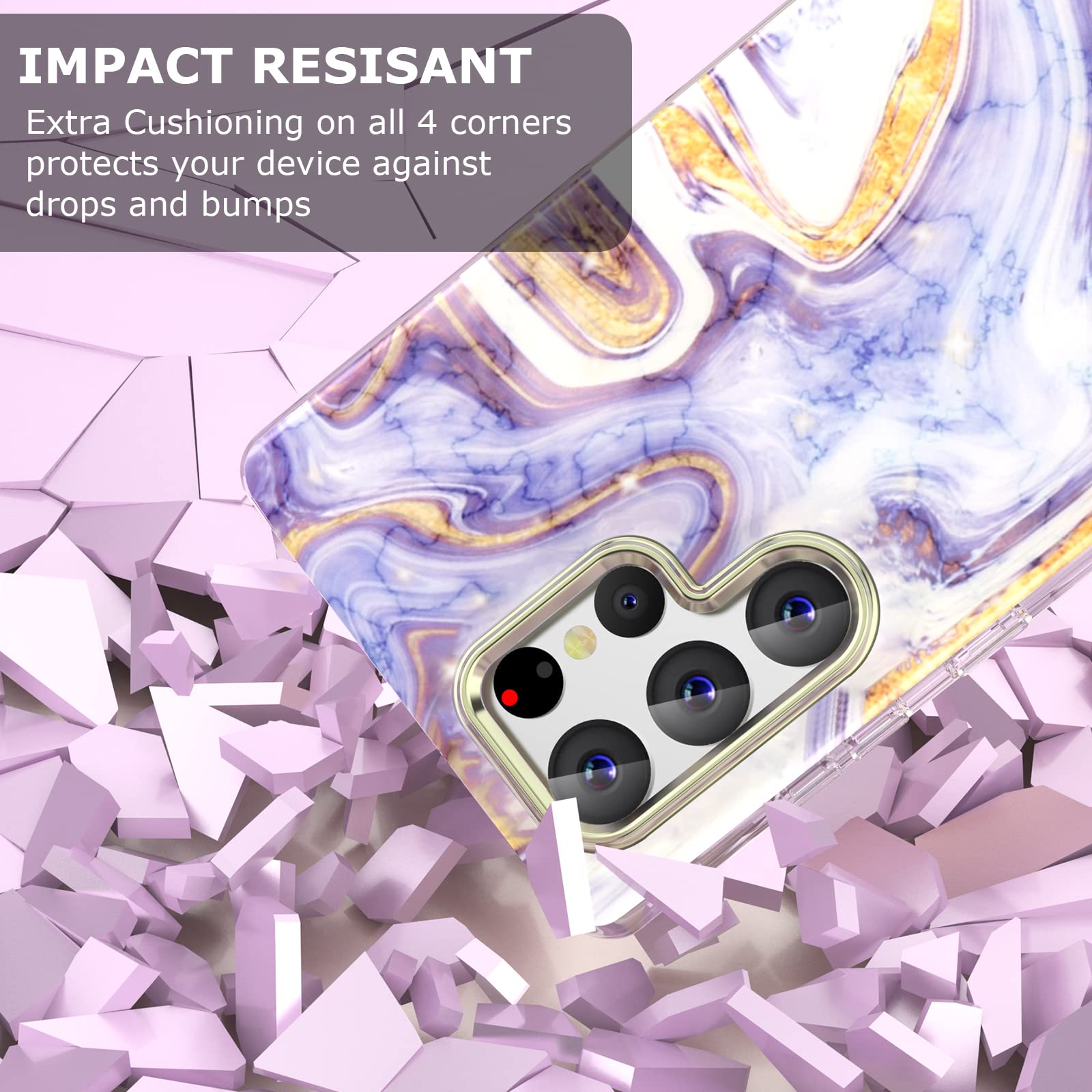 Dakorie For Samsung Galaxy S23 Ultra Case Marble Slim Shockproof Protective Case Shiny Hard Pc Soft Silicone Cover For S23 Ultra