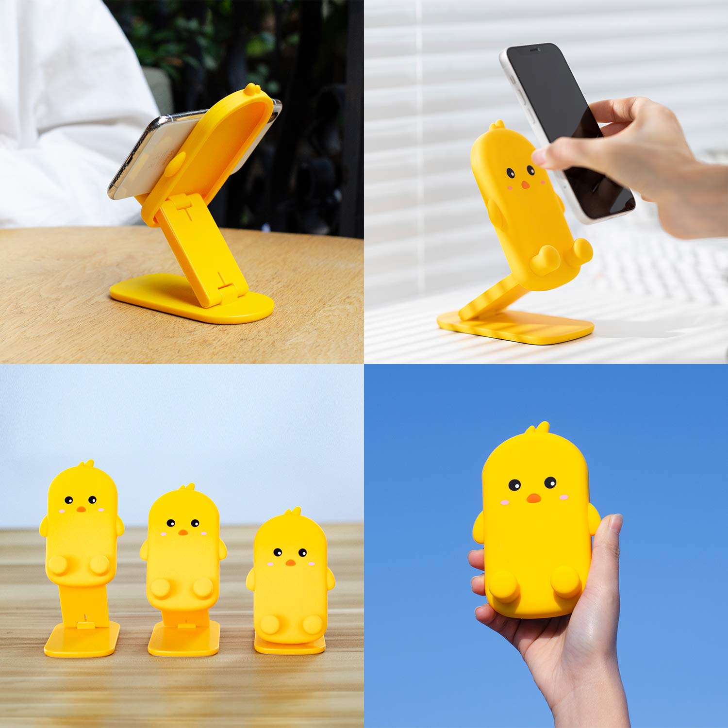 Anpdasi Cute Cell Phone Stand Foldable Adjustable Animal Phone Holder For Desk Silicone Protection Compatible With Iphone 16 15